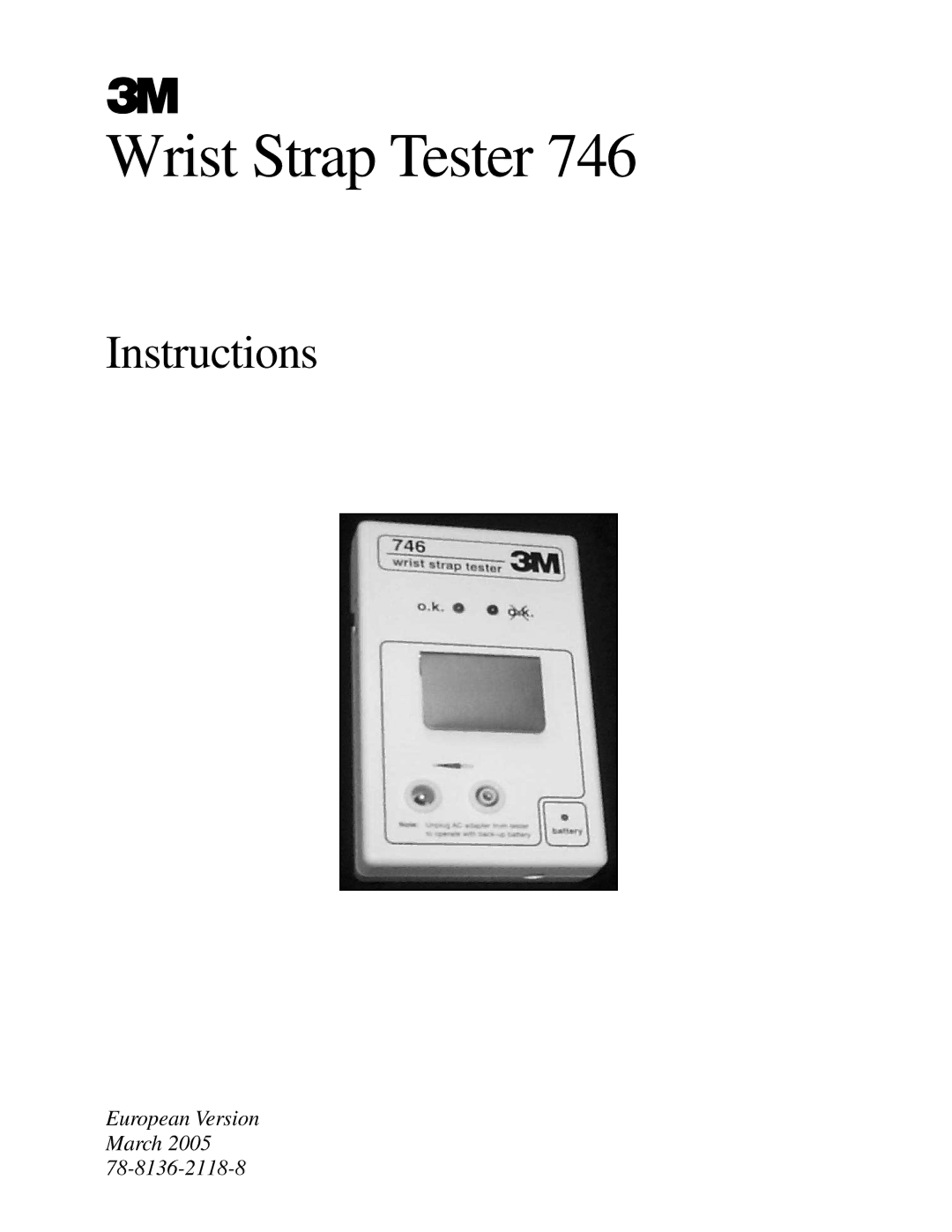 3M 746 manual Wrist Strap Tester 