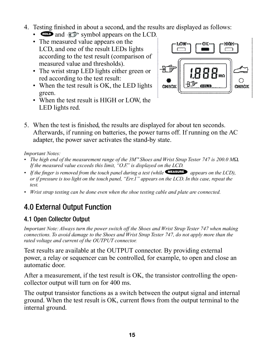 3M 747 manual External Output Function, Open Collector Output 