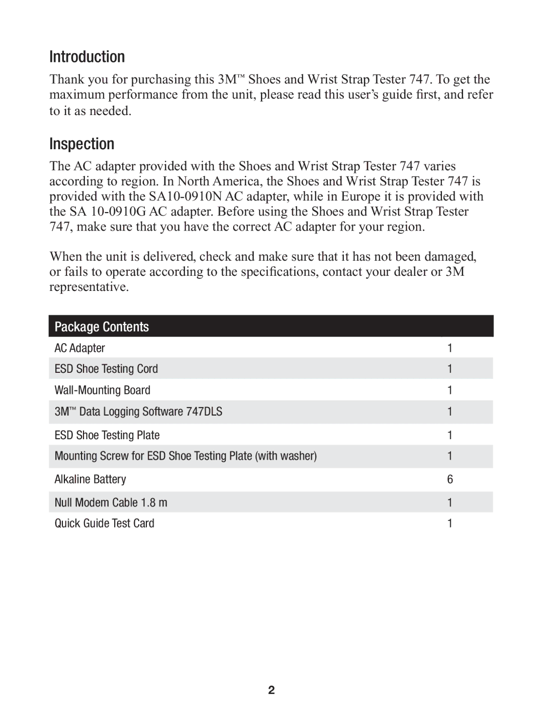 3M 747 manual Introduction, Inspection 