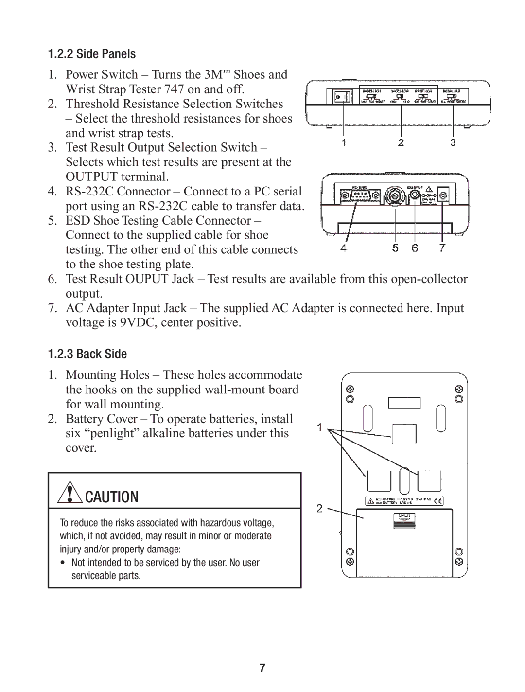 3M 747 manual Side Panels, Back Side 