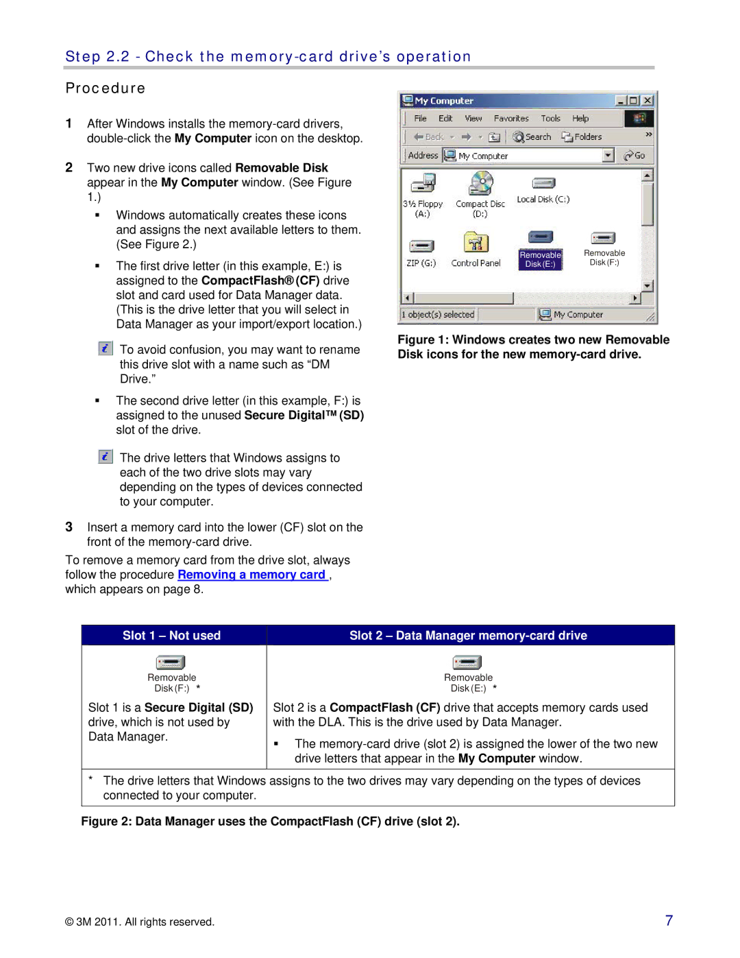 3M 747 setup guide Check the memory-card drive’s operation, Procedure 