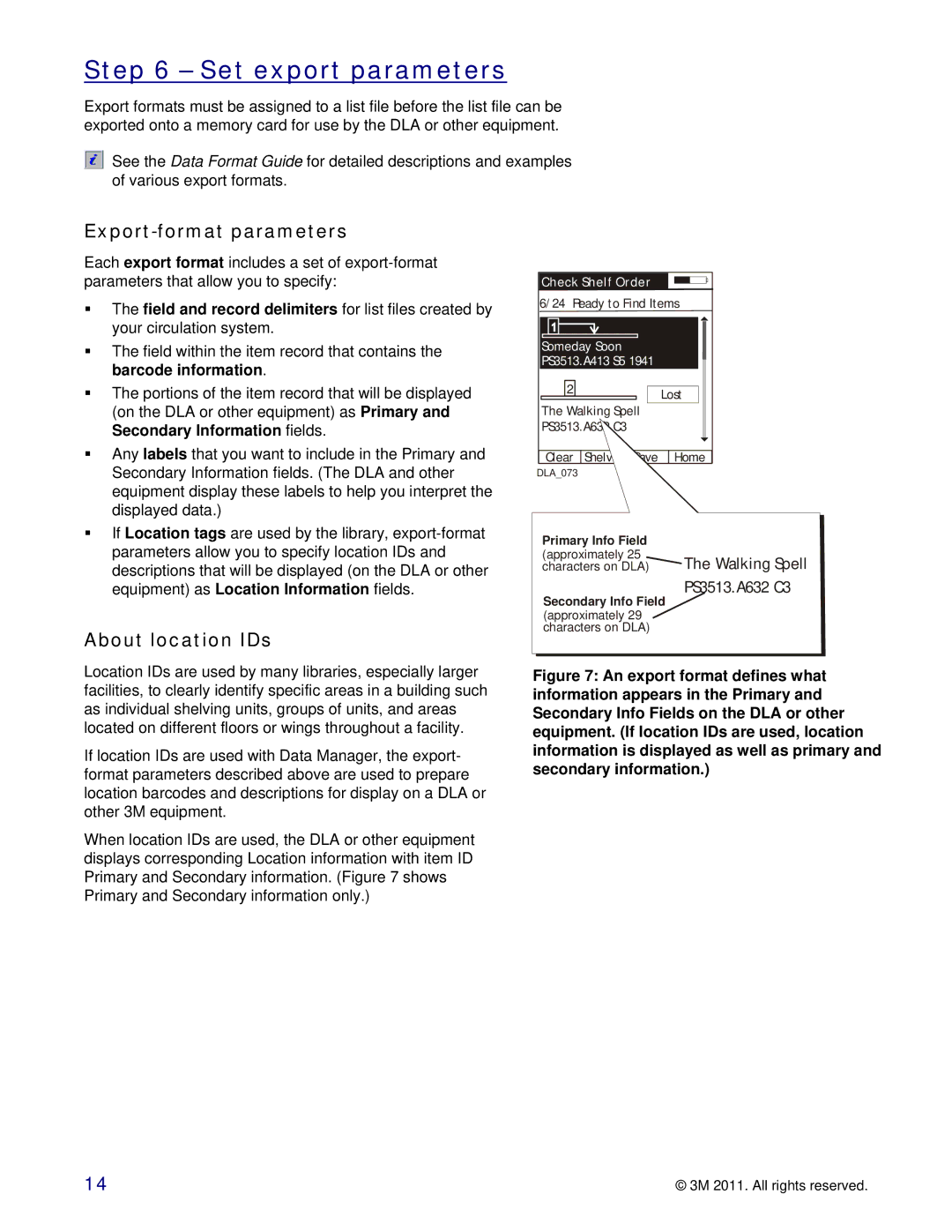 3M 747 setup guide Set export parameters, Export-format parameters, About location IDs 