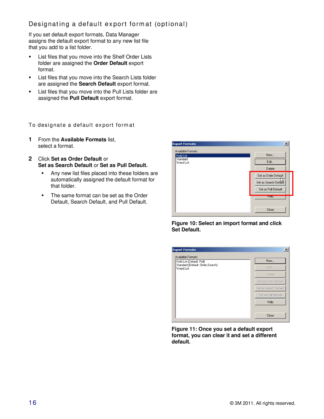 3M 747 setup guide Designating a default export format optional, Select an import format and click Set Default 