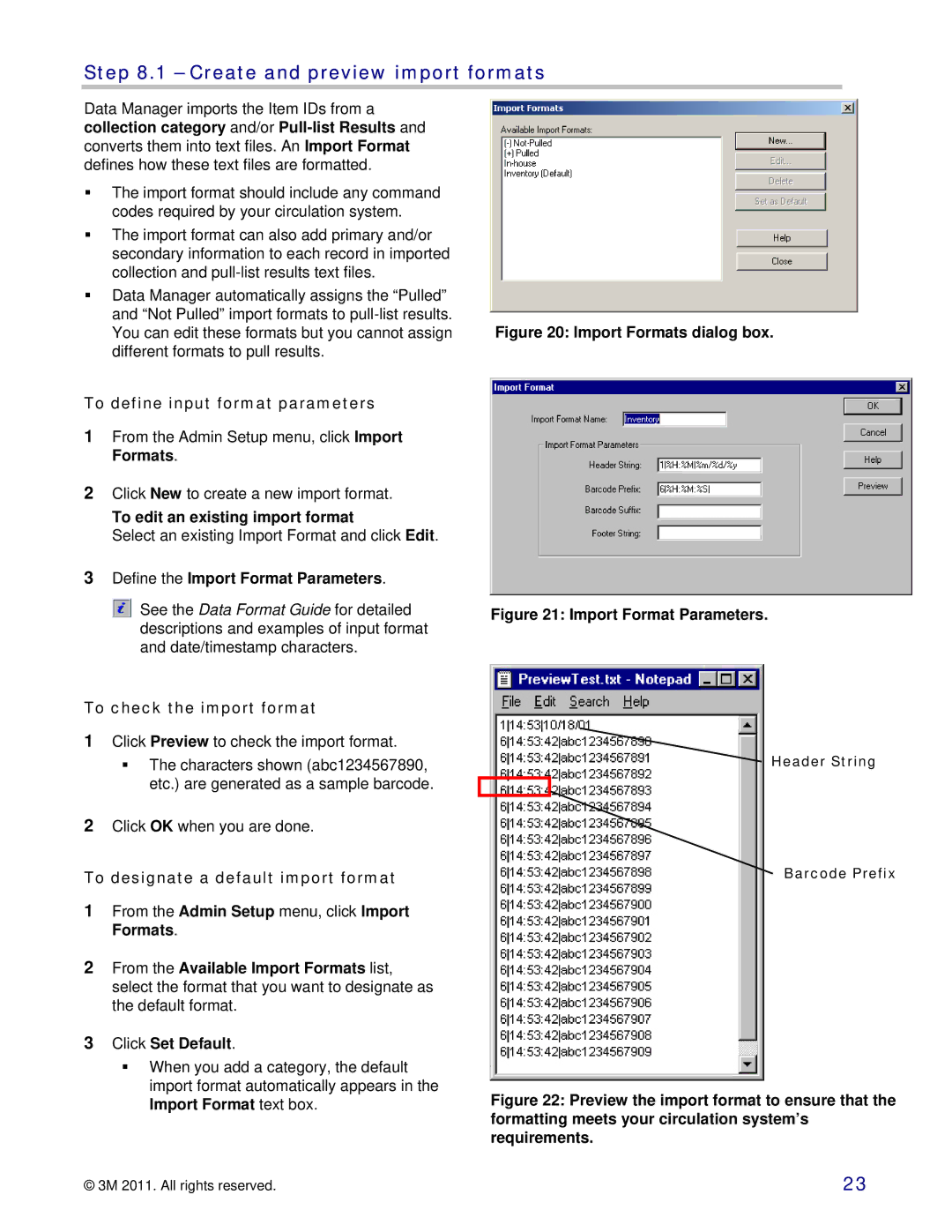 3M 747 setup guide Create and preview import formats 