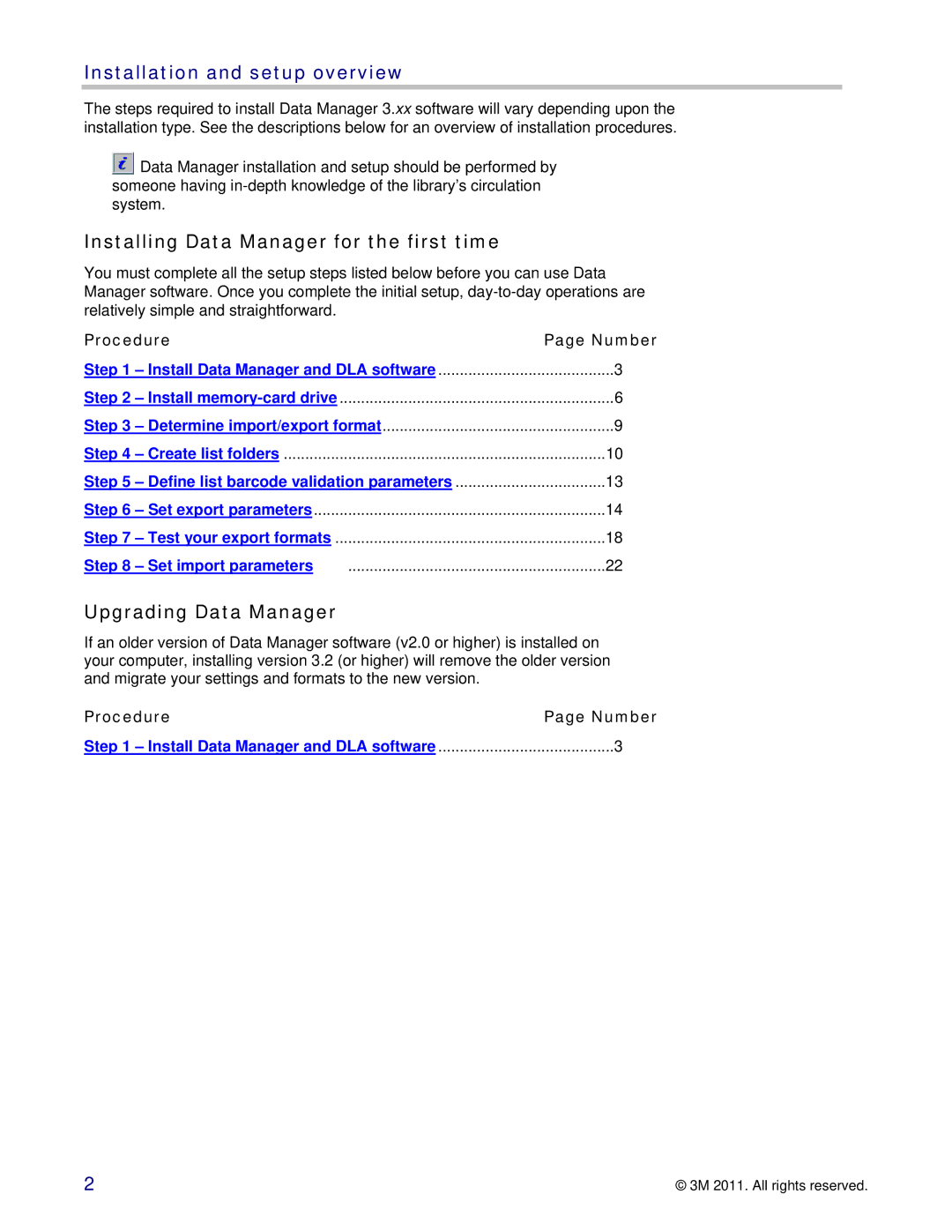 3M 747 setup guide Installation and setup overview, Installing Data Manager for the first time, Upgrading Data Manager 