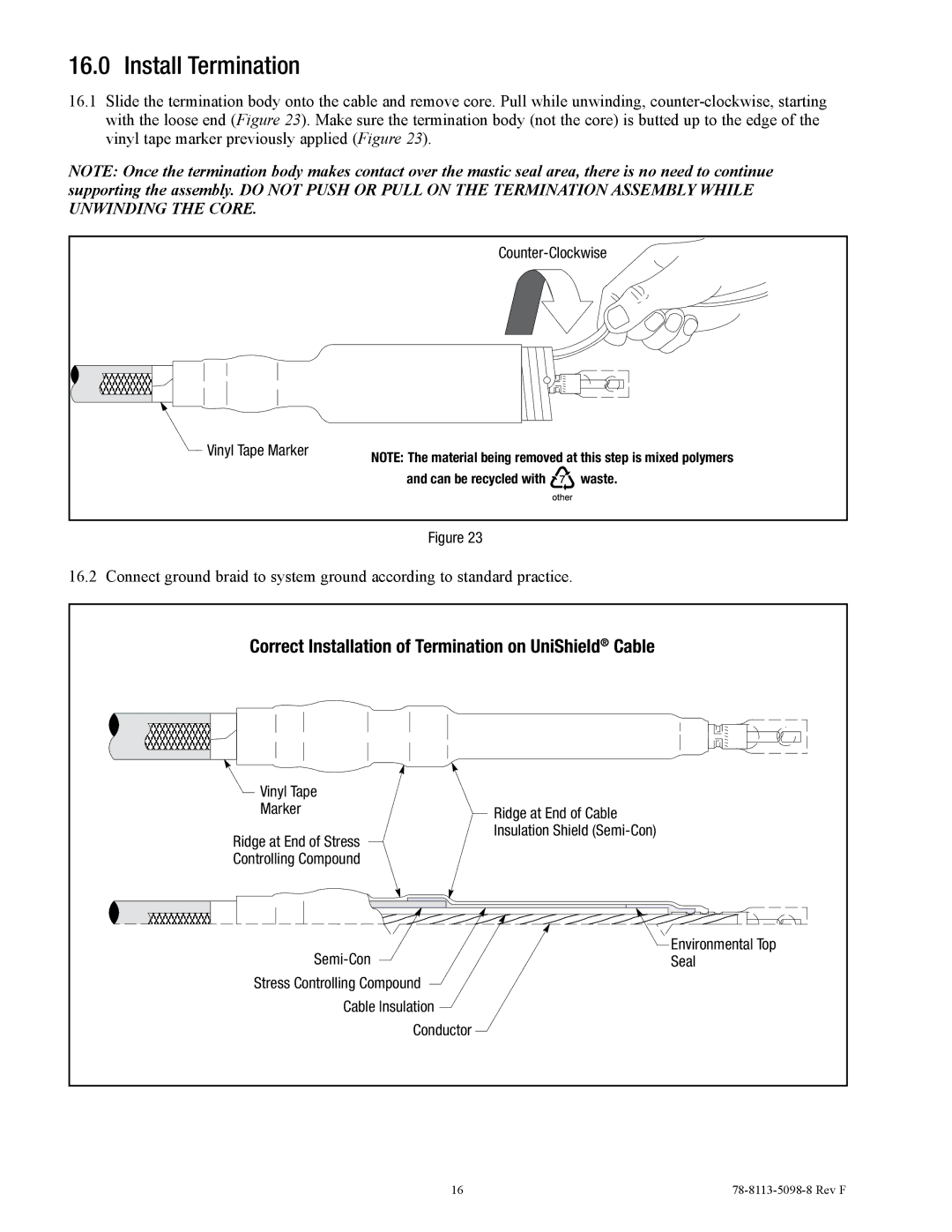 3M 7620-T-95 manual Correct Installation of Termination on UniShield Cable 