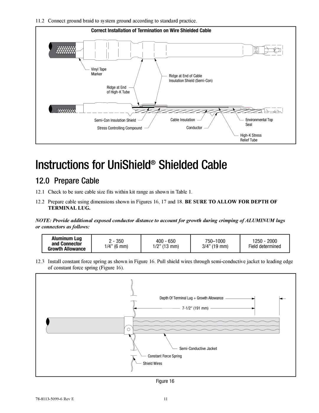 3M 7622-T-110 manual Instructions for UniShield Shielded Cable, Correct Installation of Termination on Wire Shielded Cable 