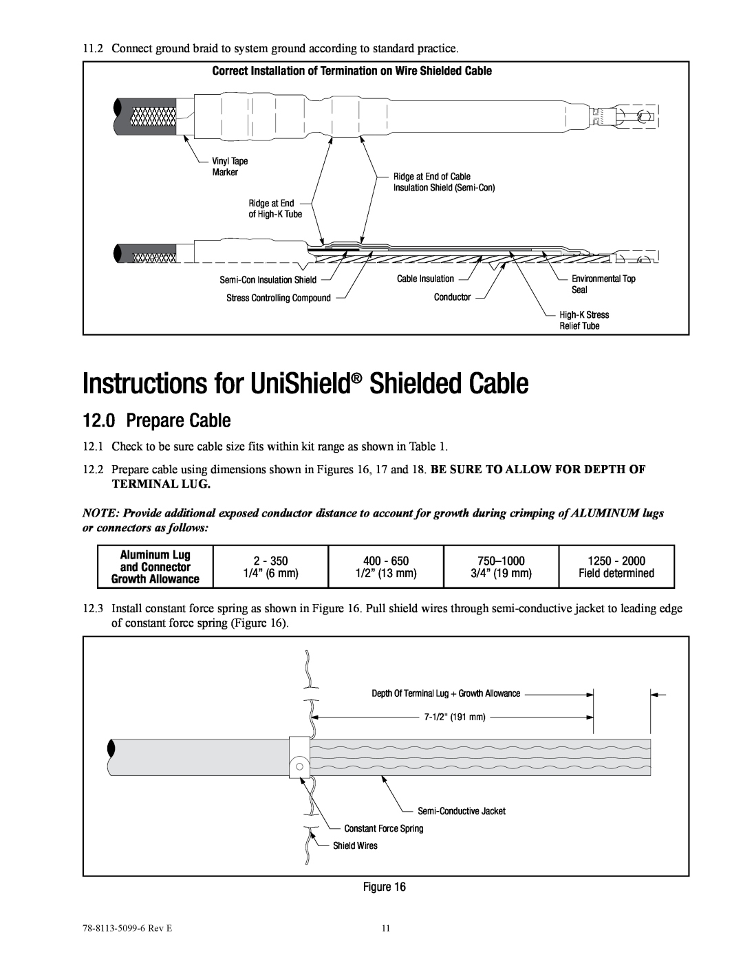 3M 7622-T-110, 7626-T-110, 7624-T-110, 7623-T-110, 7625-T-110 Instructions for UniShield Shielded Cable, 12.0Prepare Cable 