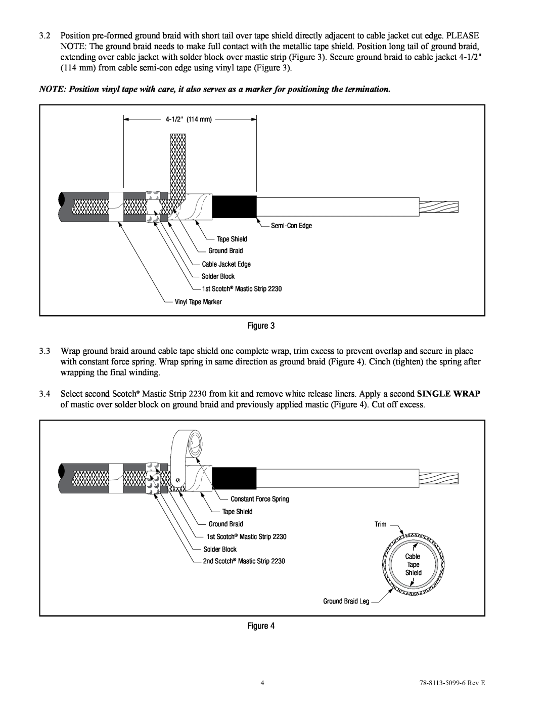 3M 7625-T-110 manual 4-1/2114 mm Semi-ConEdge Tape Shield Ground Braid, Cable Jacket Edge Solder Block, Ground Braid Leg 