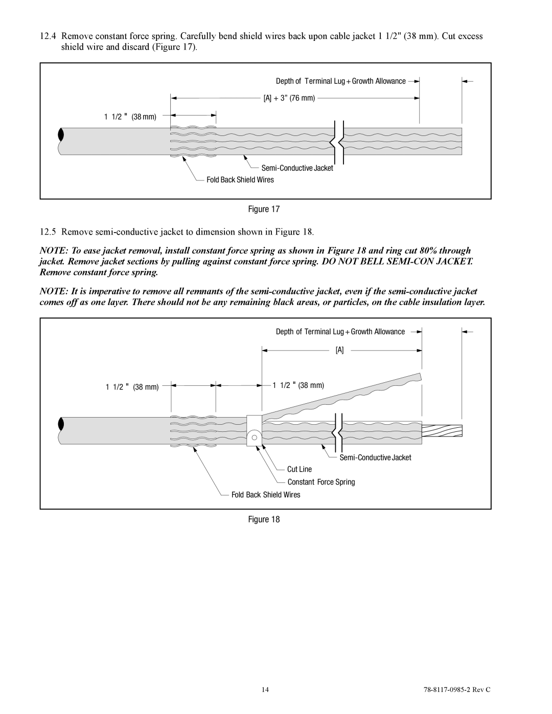 3M 7684-S-8 manual Remove semi-conductive jacket to dimension shown in Figure 