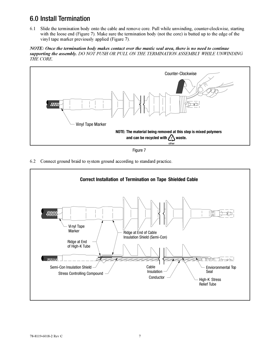 3M 7685-S-8 manual Install Termination, Vinyl Tape Marker 