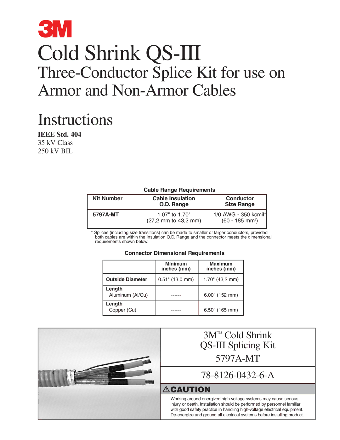 3M 5797A-MT, 78-8126-0432-6-A manual Cold Shrink QS-III 