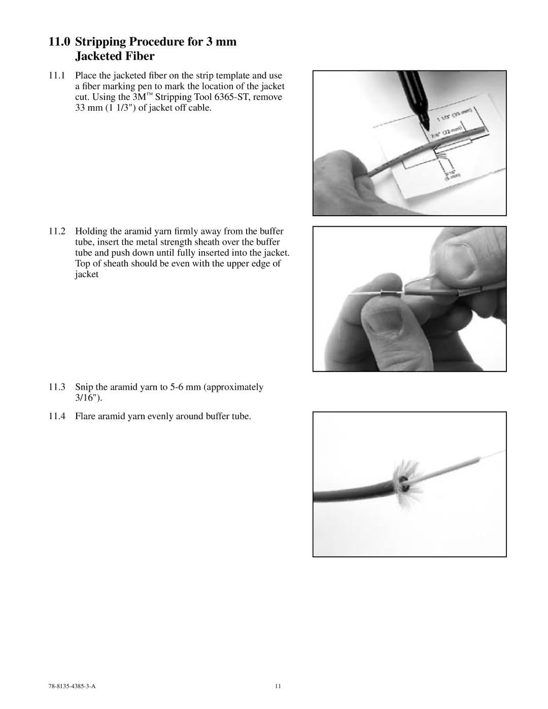 3M 78-8135-4385-3-A manual Stripping Procedure for 3 mm Jacketed Fiber 