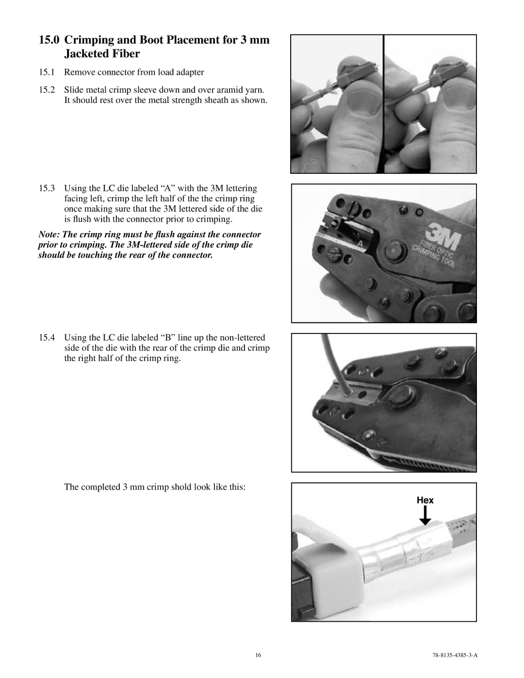 3M 78-8135-4385-3-A manual Crimping and Boot Placement for 3 mm Jacketed Fiber 