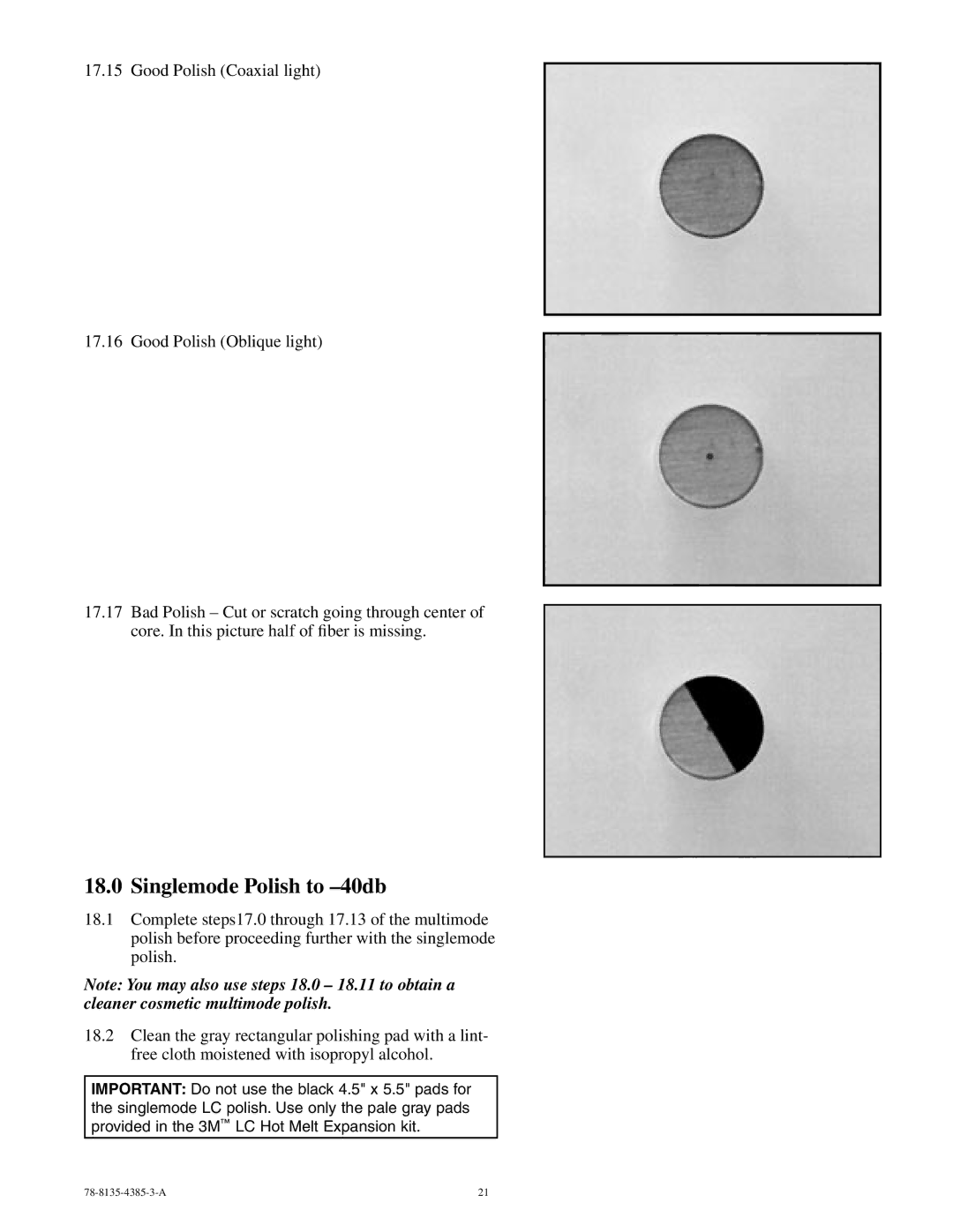 3M 78-8135-4385-3-A manual Singlemode Polish to -40db 