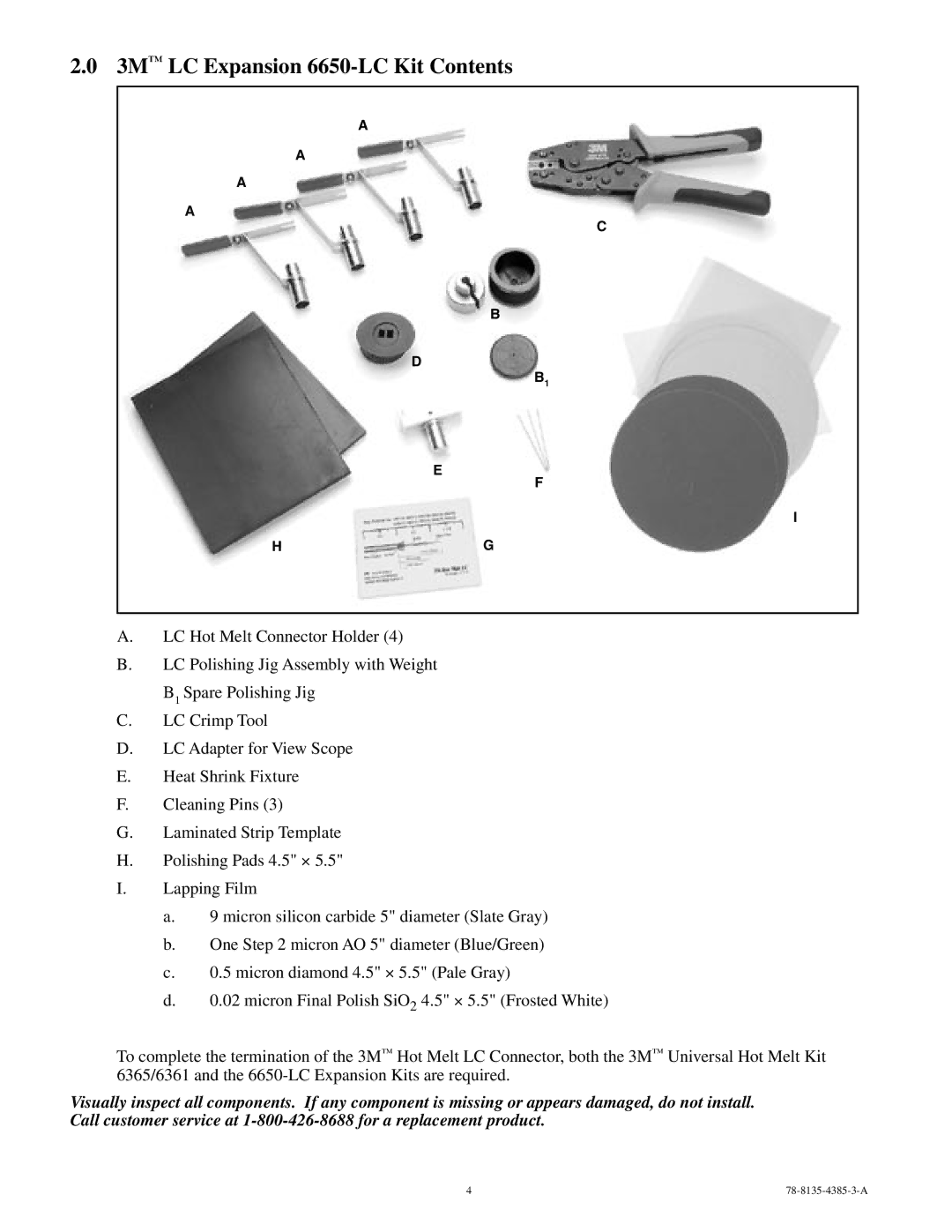 3M 78-8135-4385-3-A manual 3M LC Expansion 6650-LC Kit Contents 