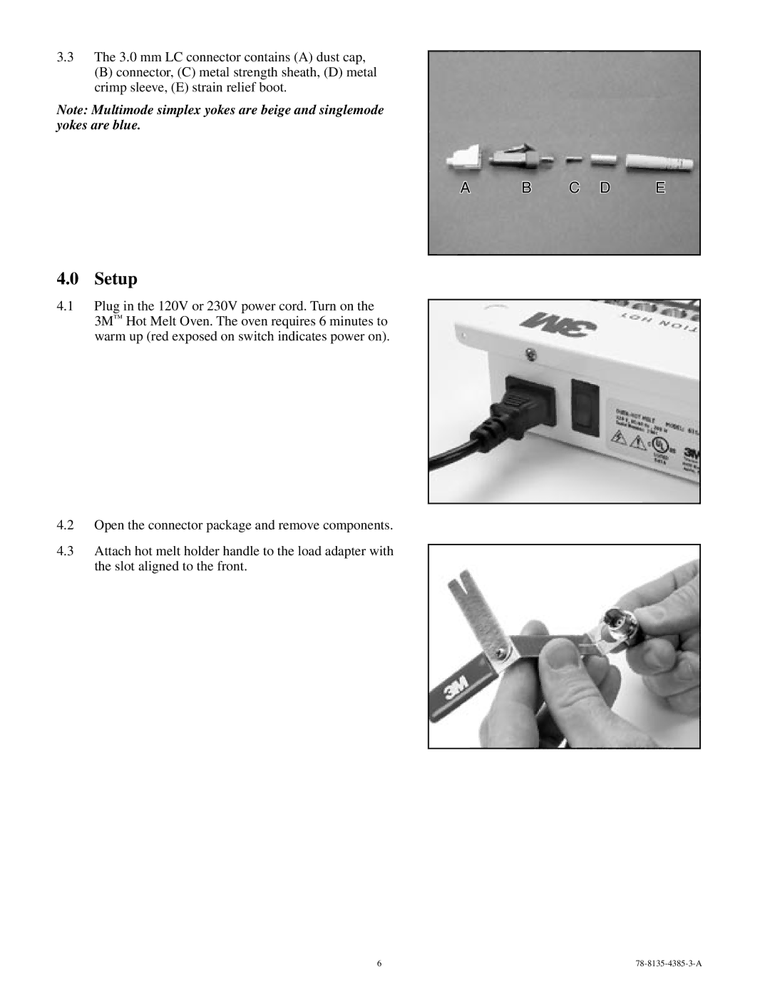 3M 78-8135-4385-3-A manual Setup, C D E 