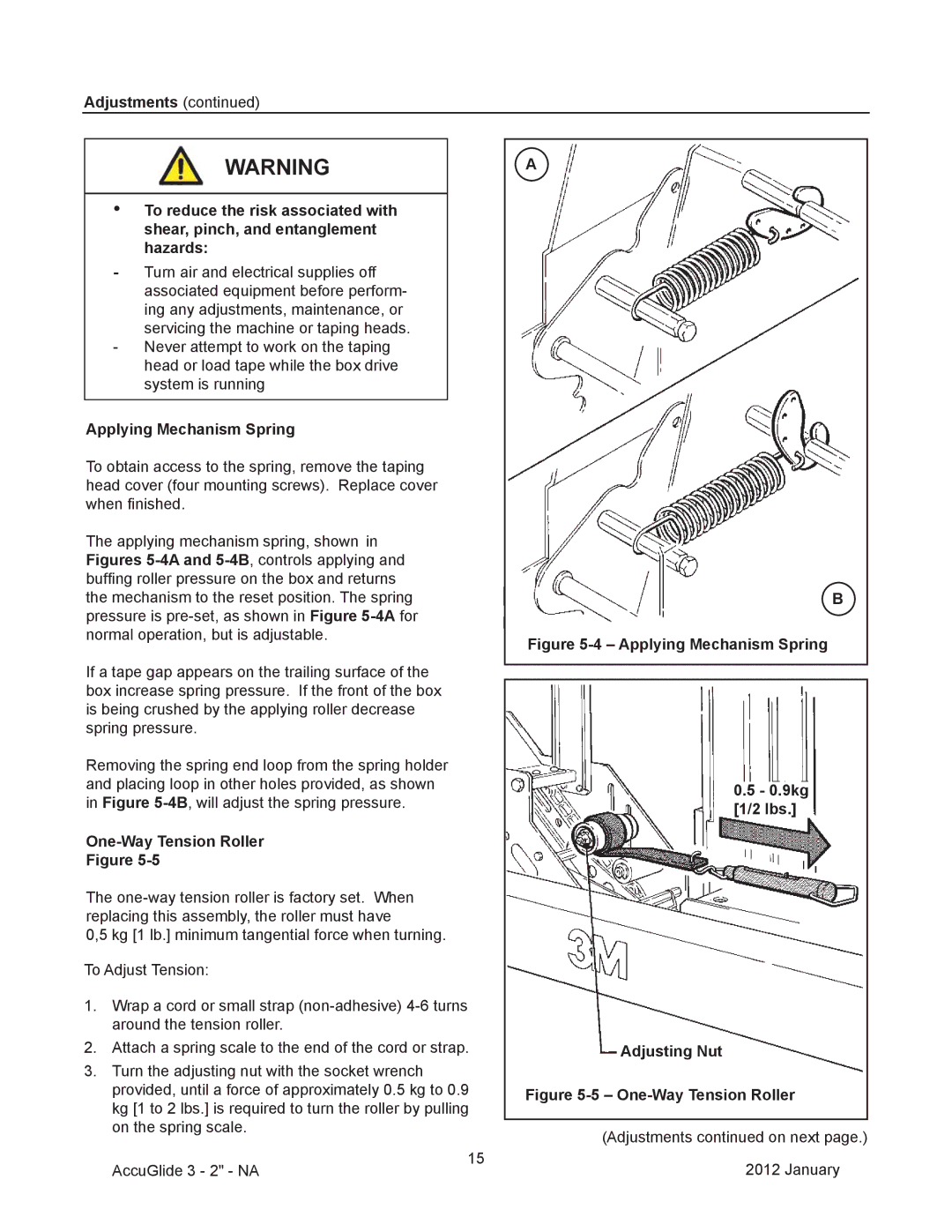 3M 800a manual Applying Mechanism Spring, One-Way Tension Roller 