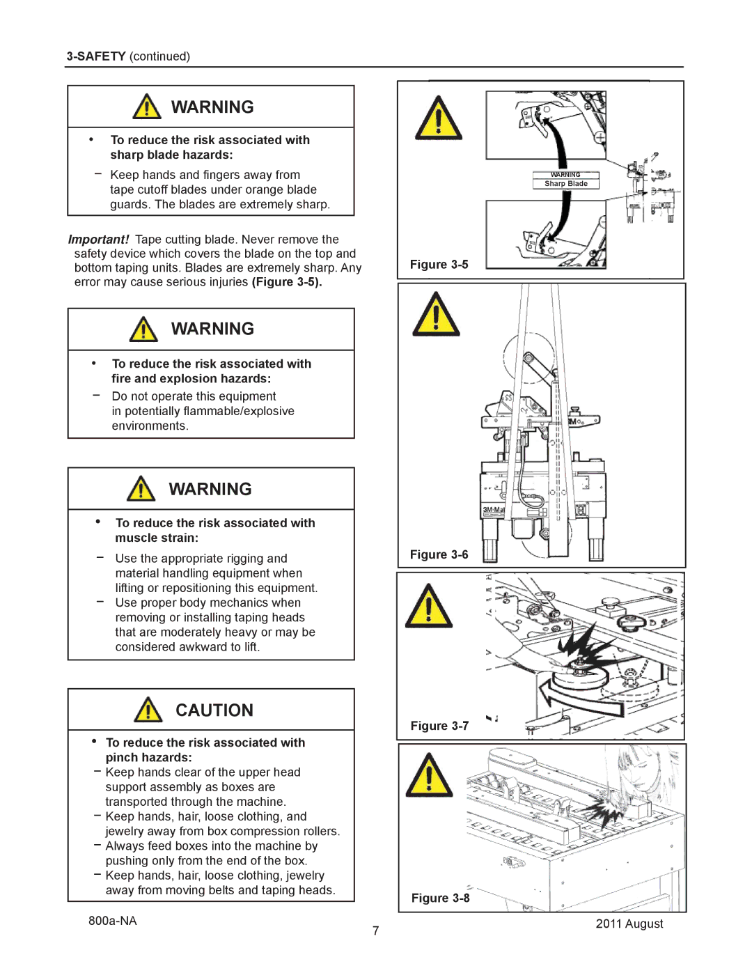 3M 800a manual To reduce the risk associated with sharp blade hazards, To reduce the risk associated with muscle strain 