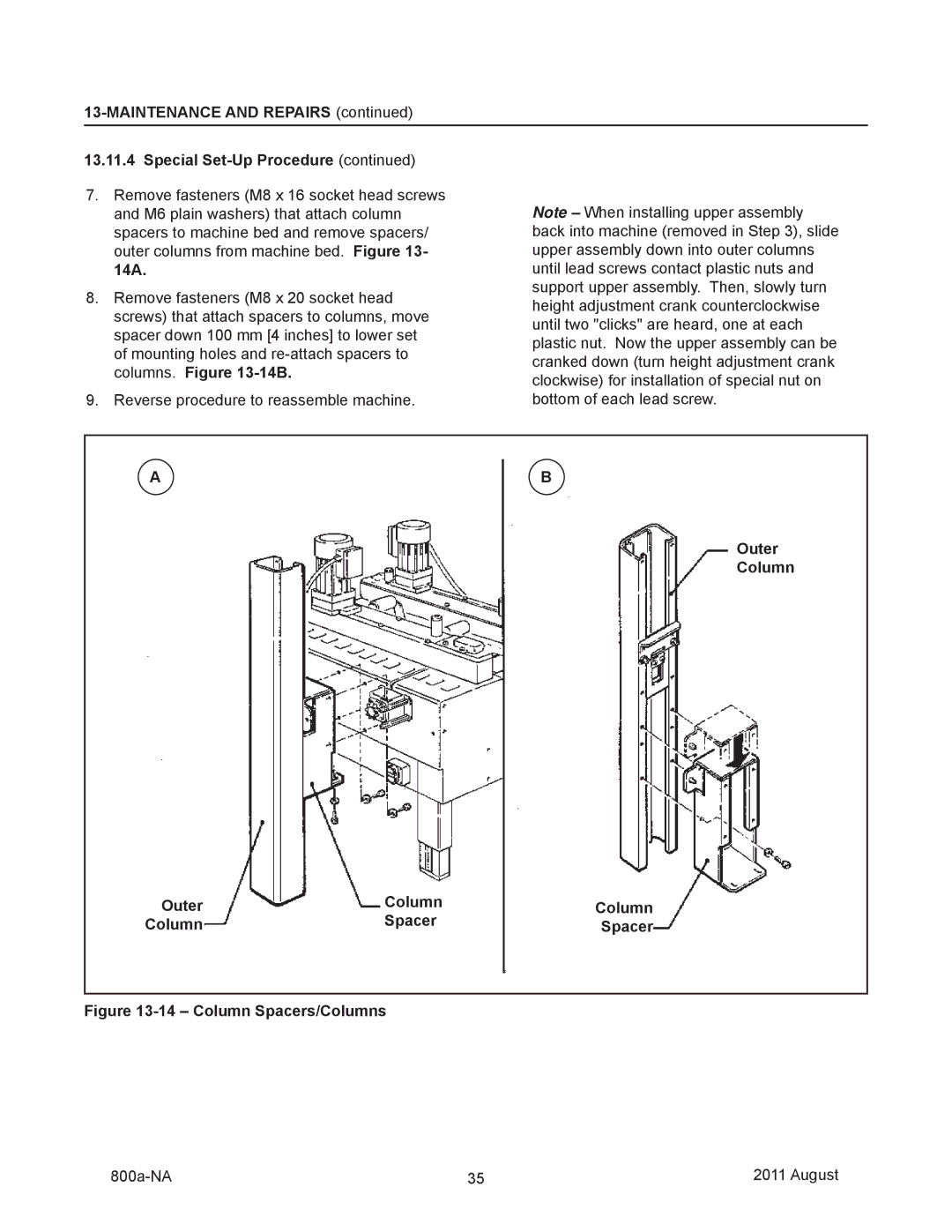 3M 800a manual Outer Column Spacer, Column Spacers/Columns 