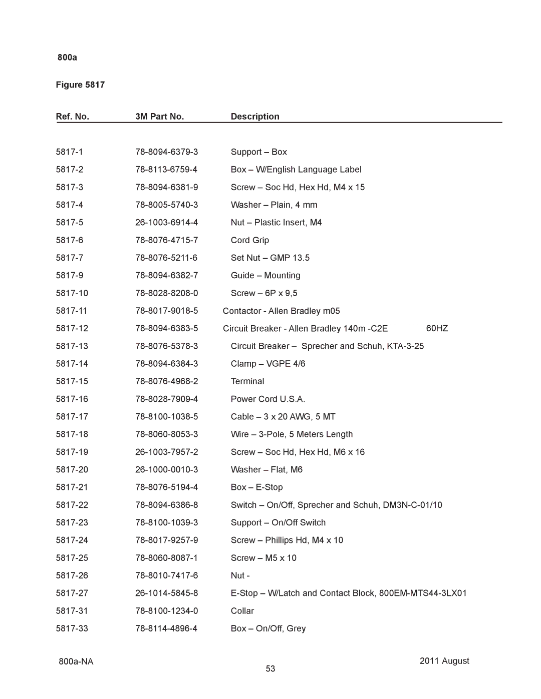 3M 800a manual M05 