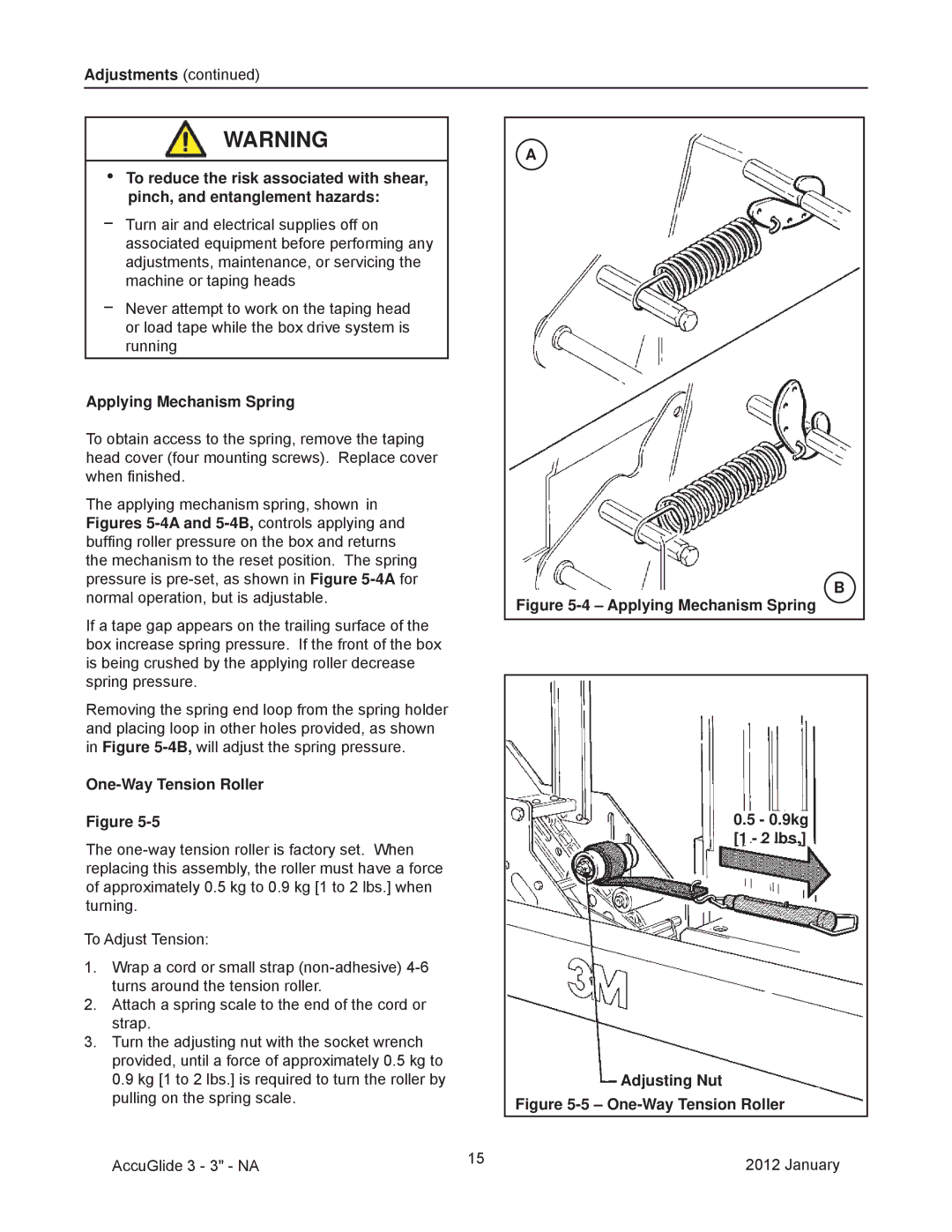 3M 800a3 manual Applying Mechanism Spring, One-Way Tension Roller 