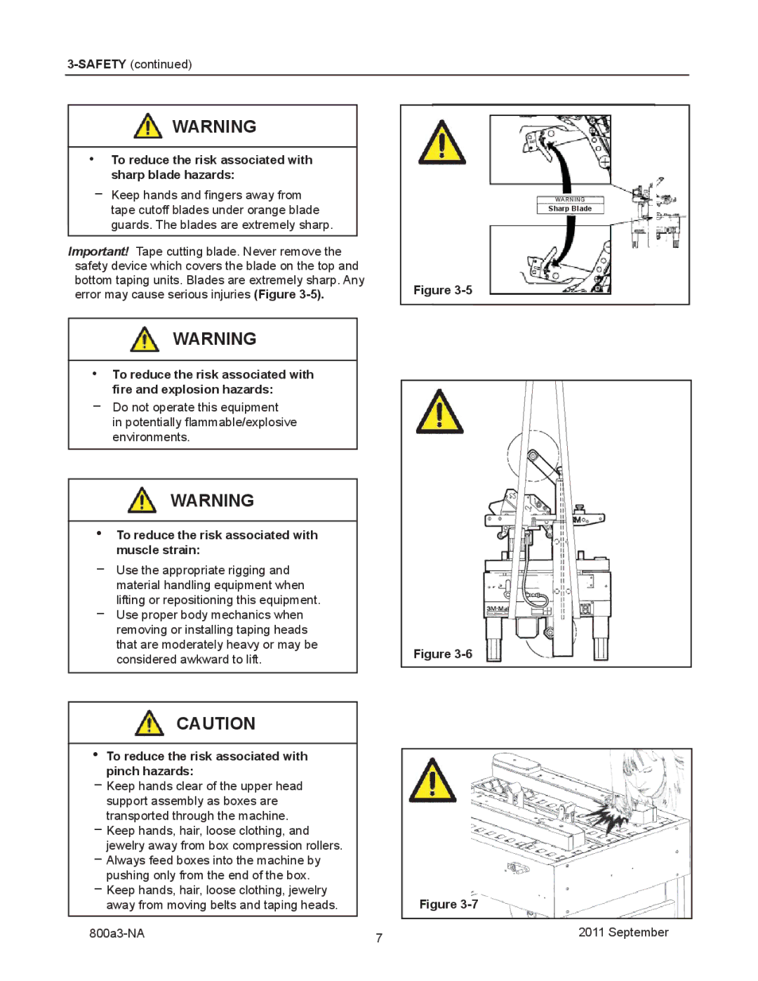 3M 800a3 manual To reduce the risk associated with sharp blade hazards, To reduce the risk associated with muscle strain 