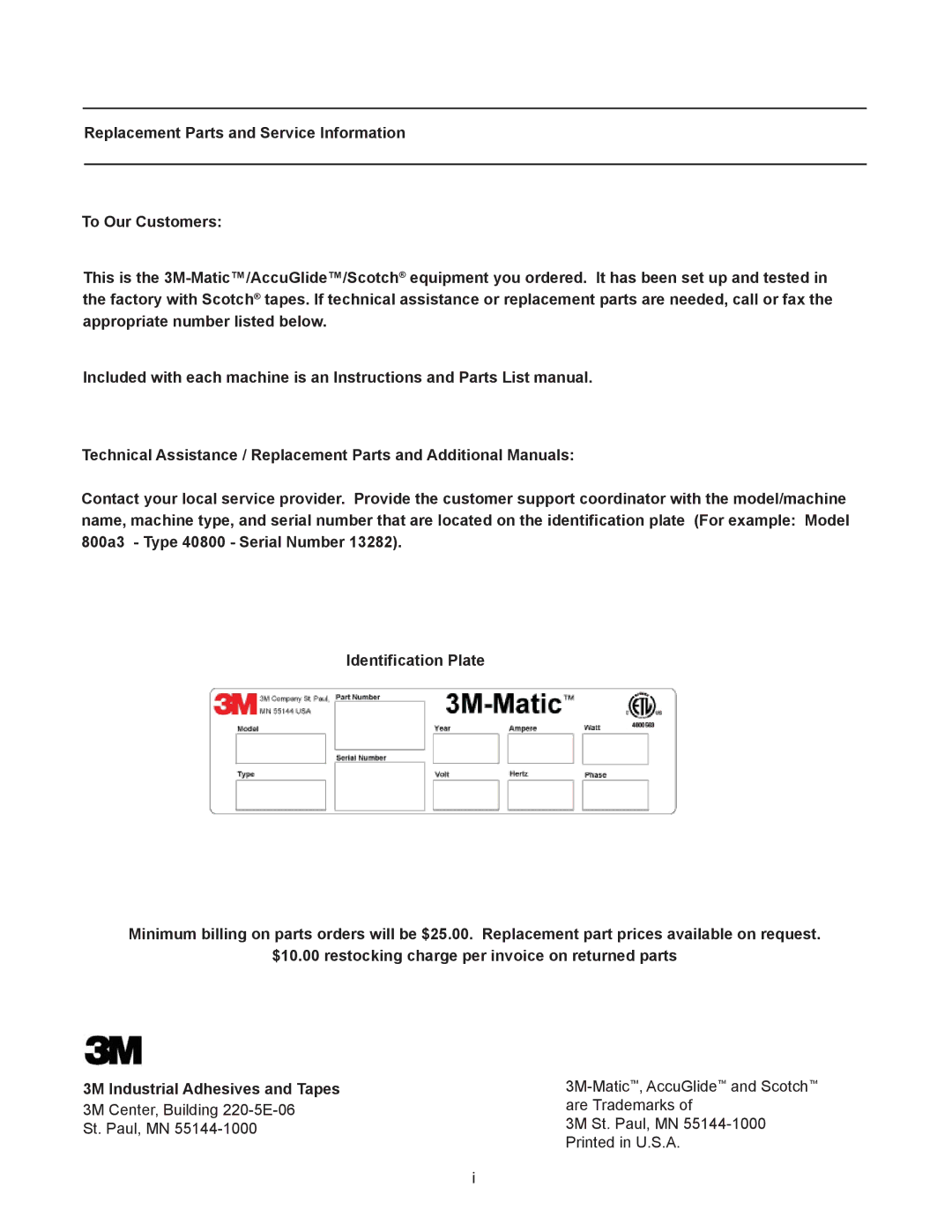 3M 800a3 manual 3M-Matic , AccuGlide and Scotch 