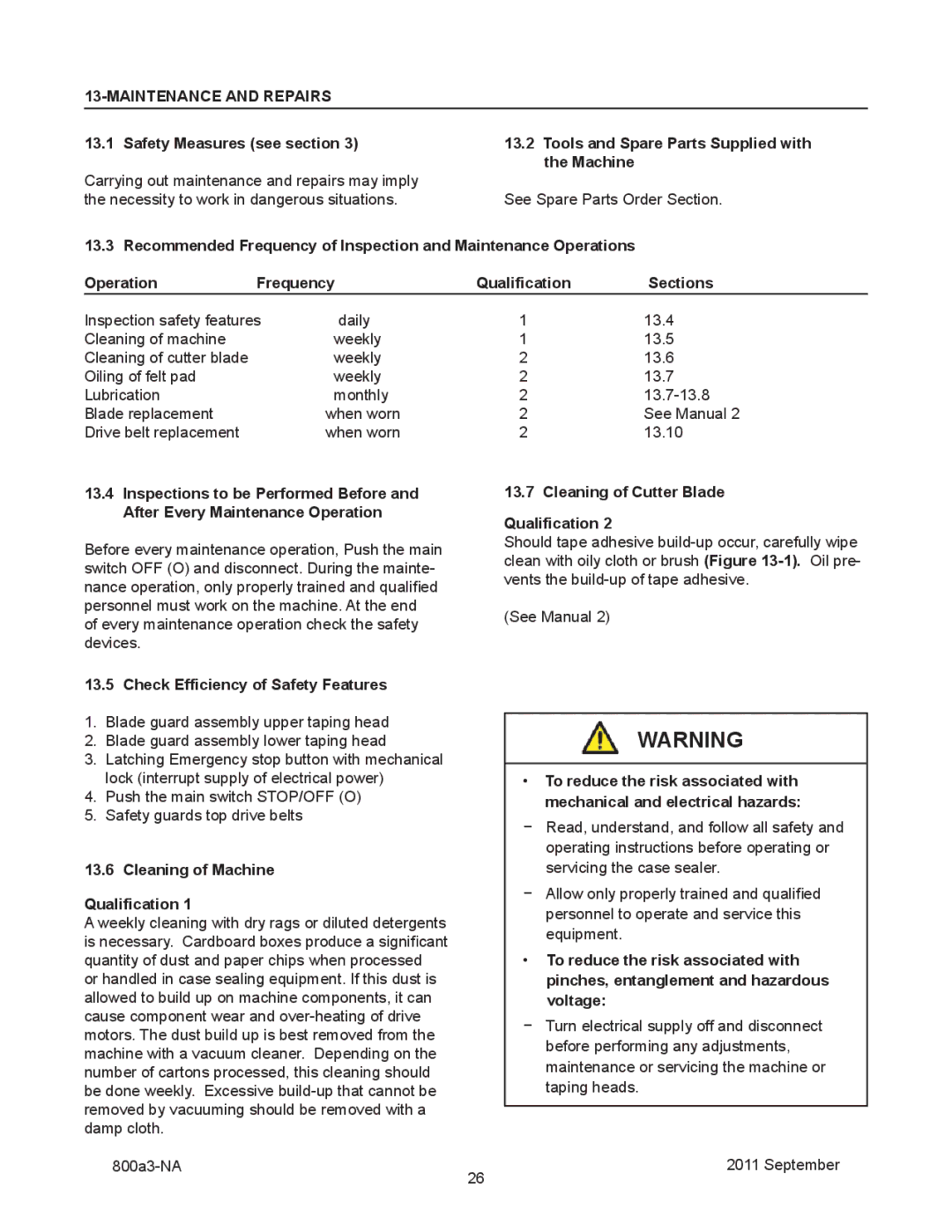 3M 800a3 manual Maintenance and Repairs 