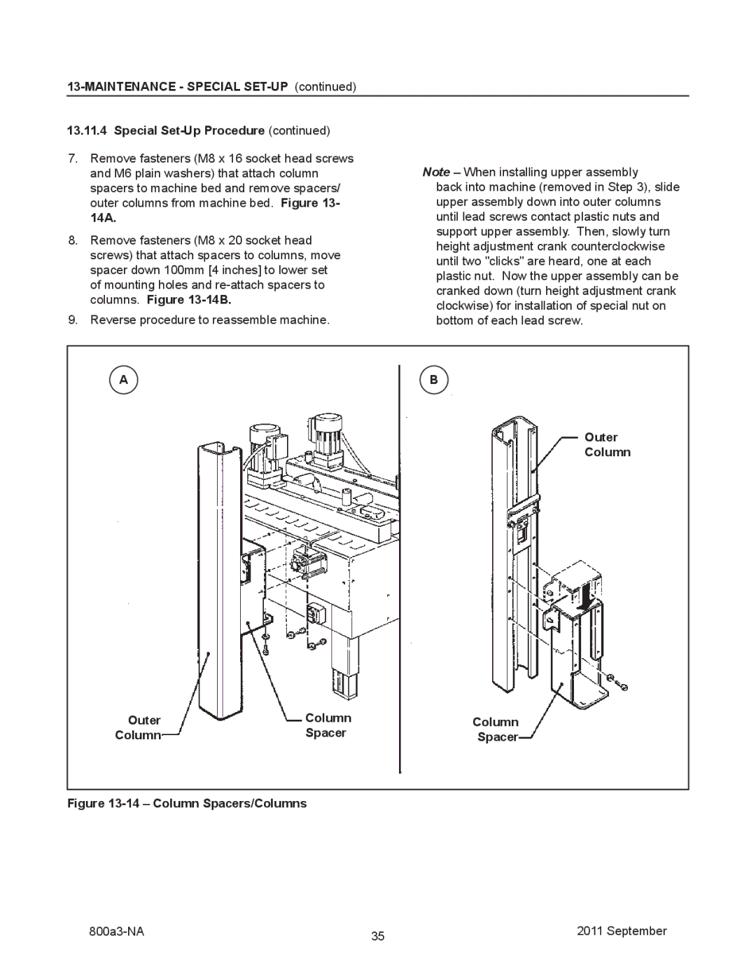 3M 800a3 manual Outer Column Spacer, Column Spacers/Columns 