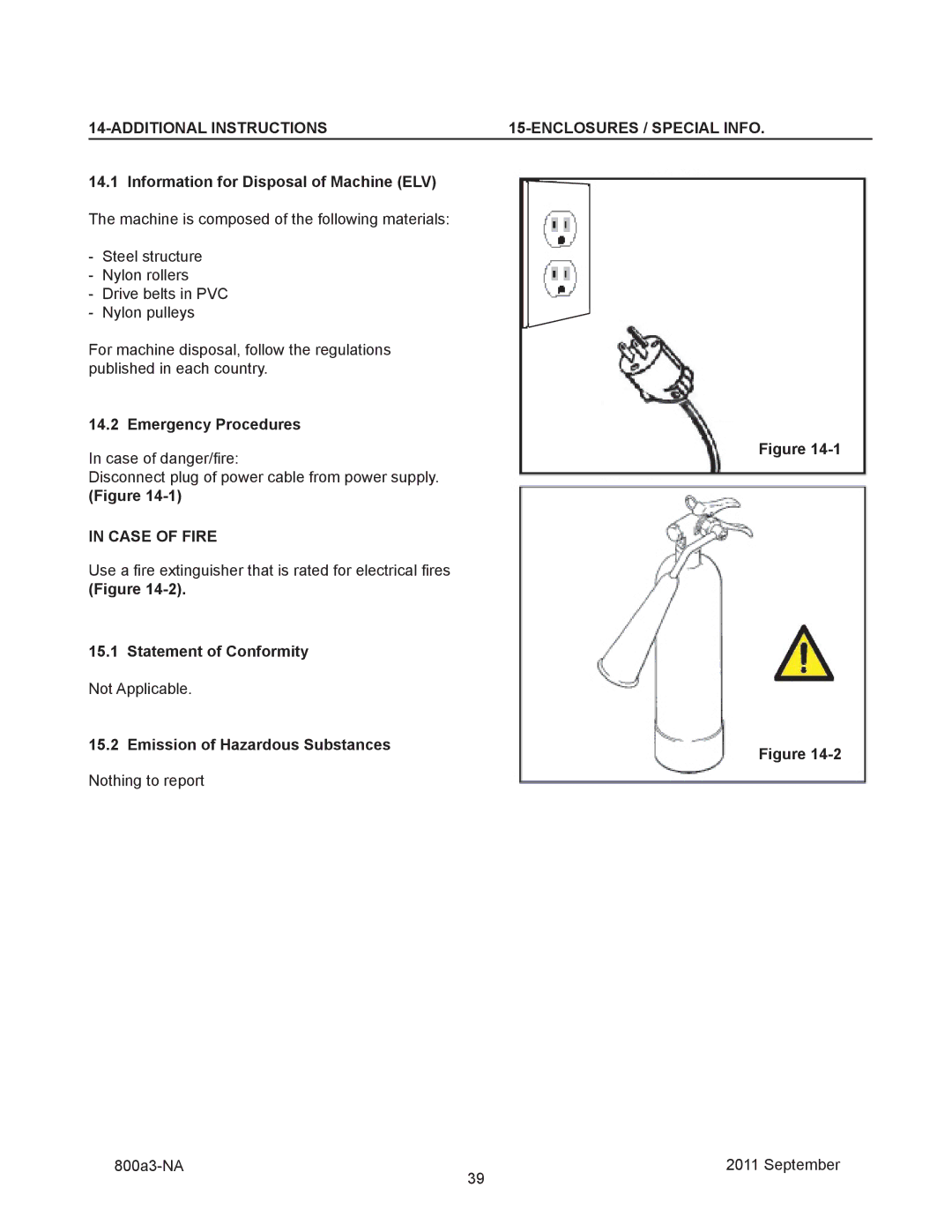 3M 800a3 manual Additional Instructions Enclosures / Special Info, Case of Fire 