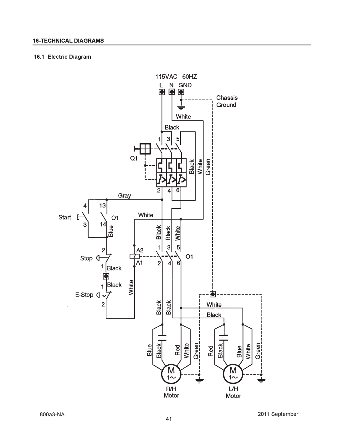3M manual TECHNICALDIAGRAMS 16.1 Electric Diagram, 800a3-NA, September 