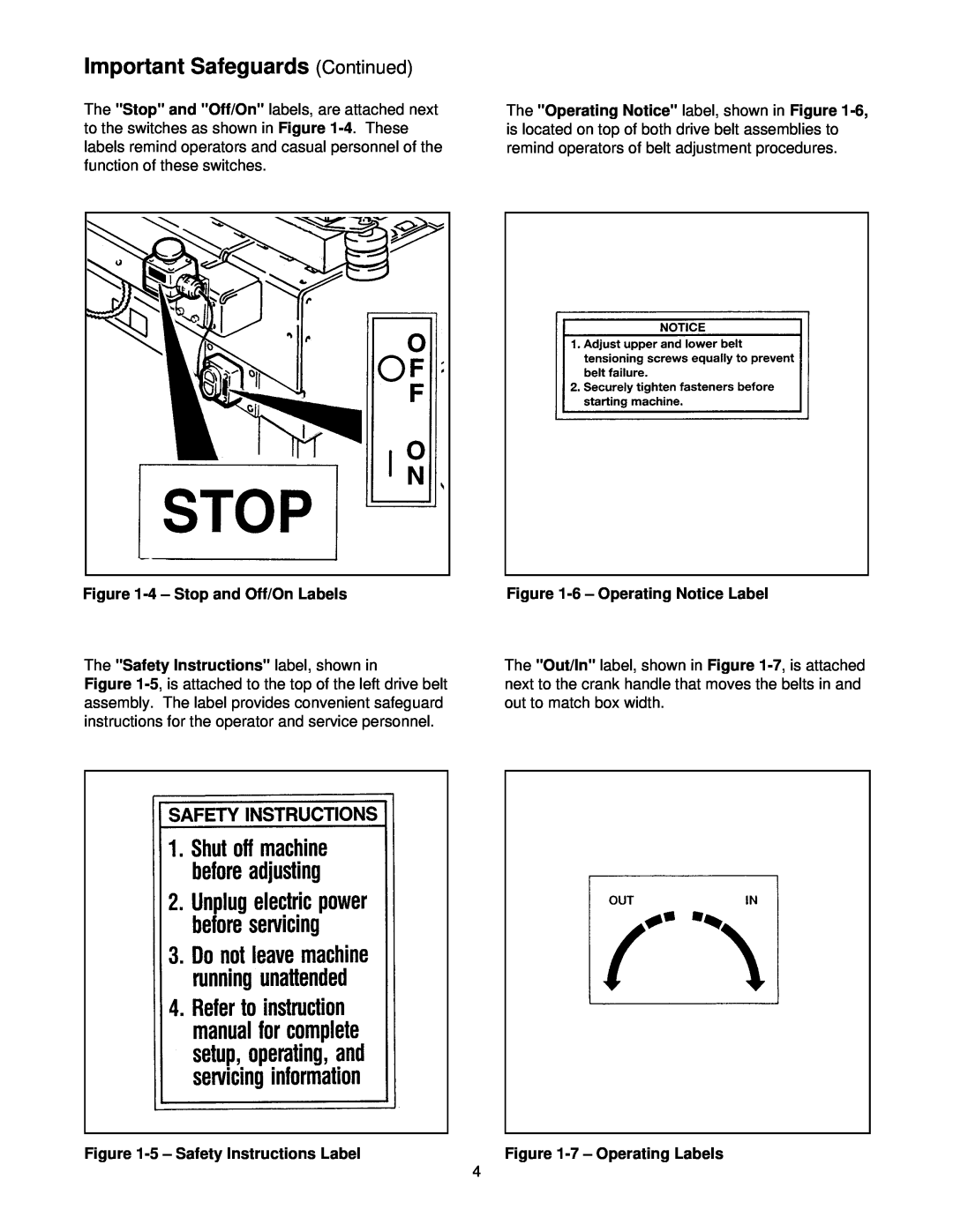3M 800ab 39600 manual 4 - Stop and Off/On Labels, The Safety Instructions label, shown in, 5 - Safety Instructions Label 