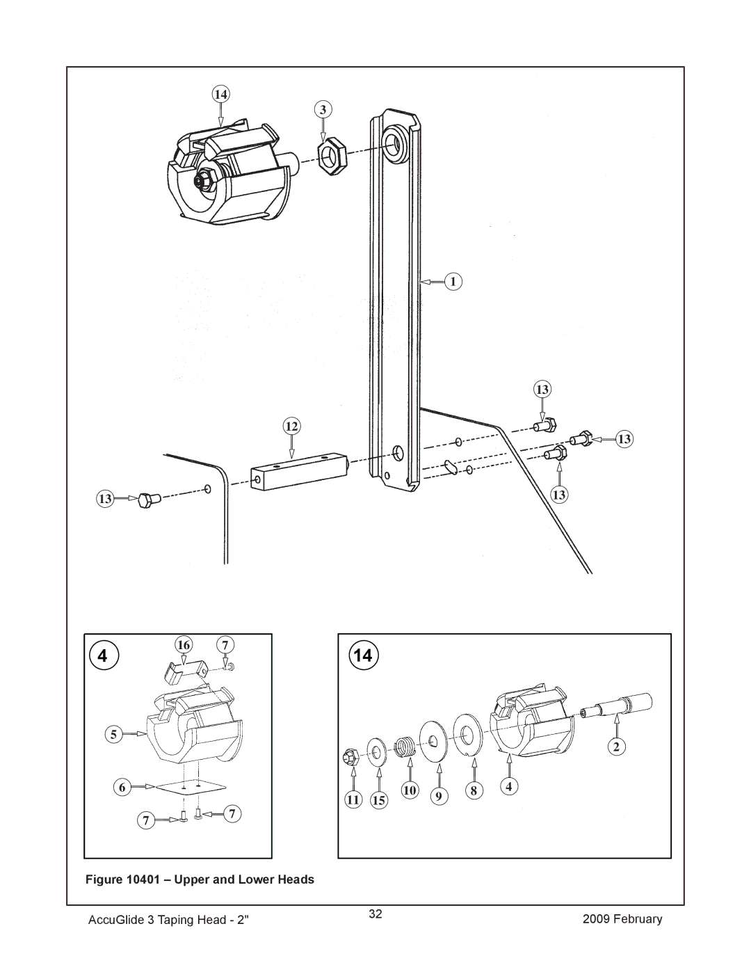 3M 800ab manual Upper and Lower Heads AccuGlide 3 Taping Head February 