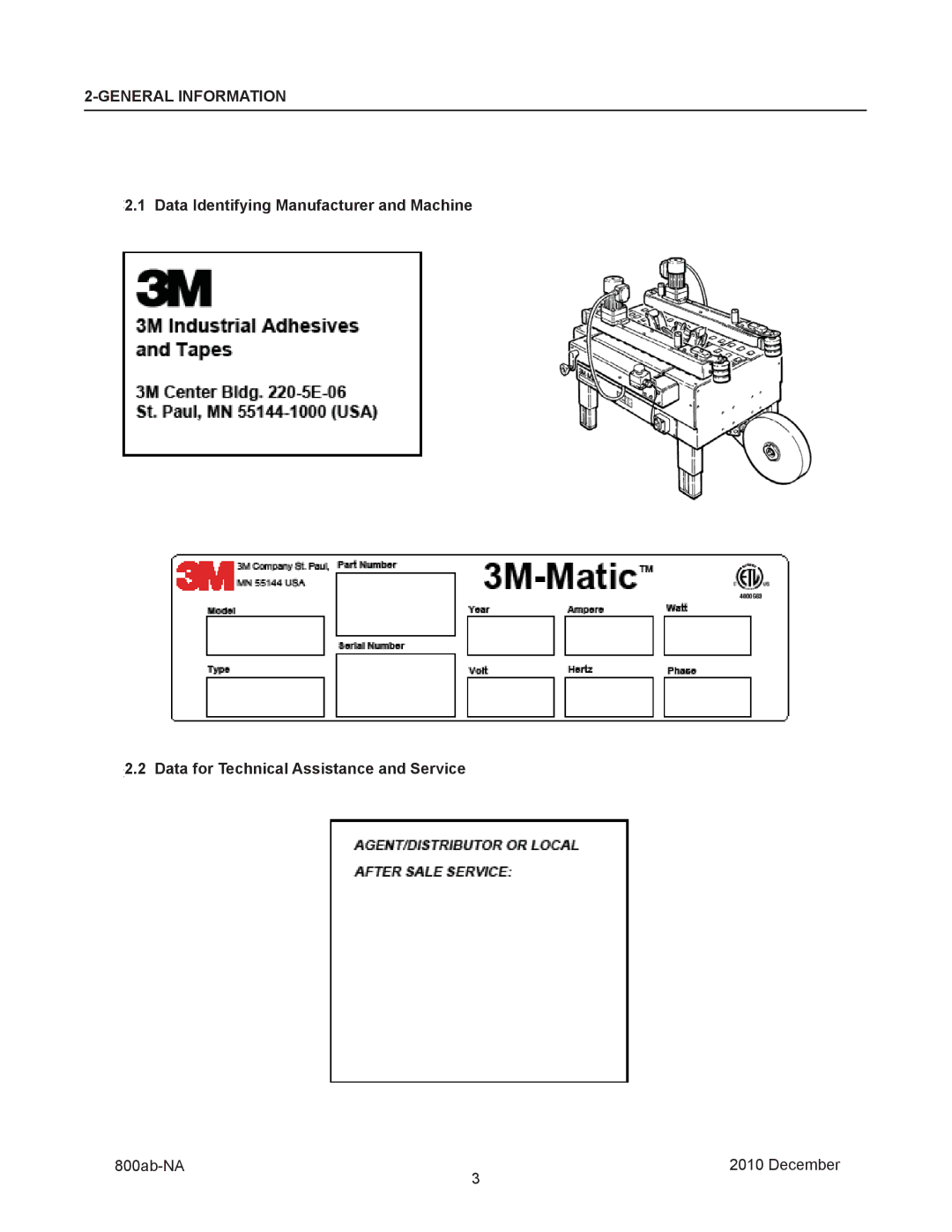 3M 800ab manual General Information 