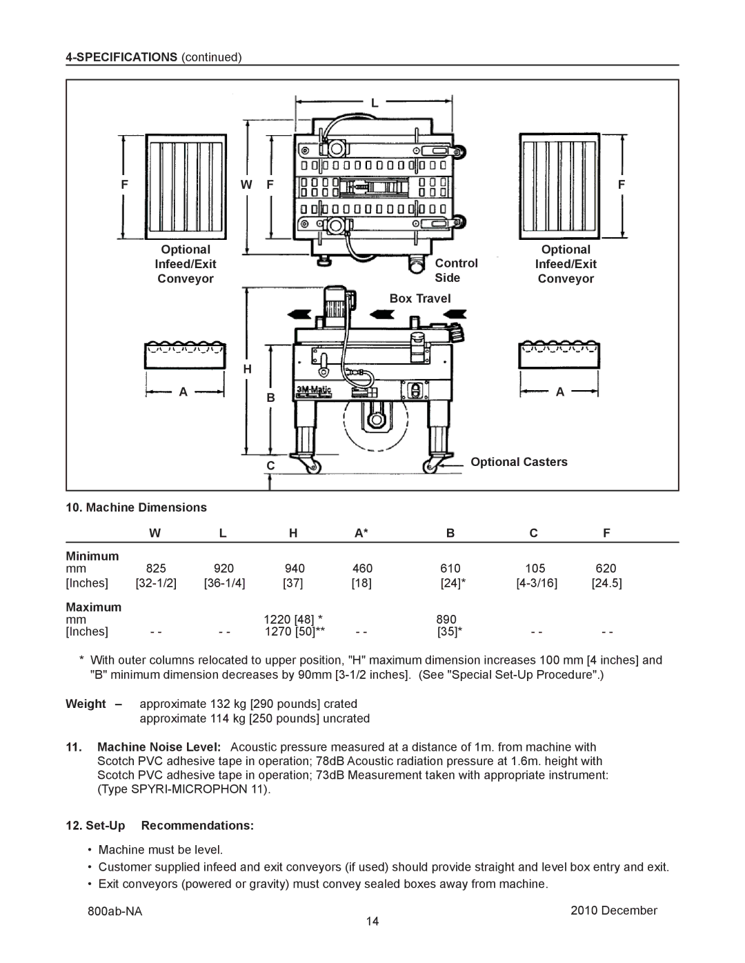 3M 800ab manual Set-Up Recommendations 