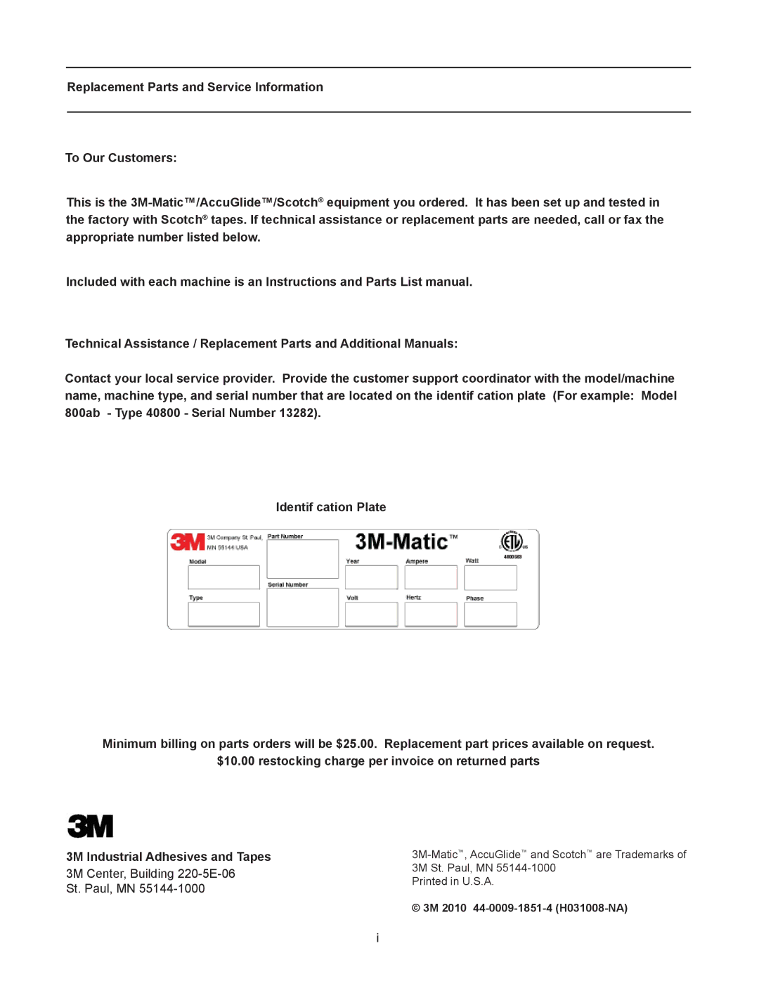 3M 800ab manual 3M Center, Building 220-5E-06 St. Paul, MN 