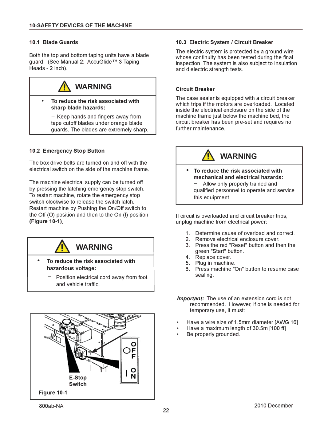 3M 800ab Safety Devices of the Machine, Blade Guards, Emergency Stop Button, Stop Switch Electric System / Circuit Breaker 