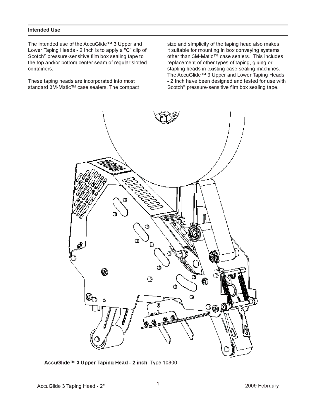 3M 800ab manual Intended Use, AccuGlide 3 Upper Taping Head 2 inch, Type 