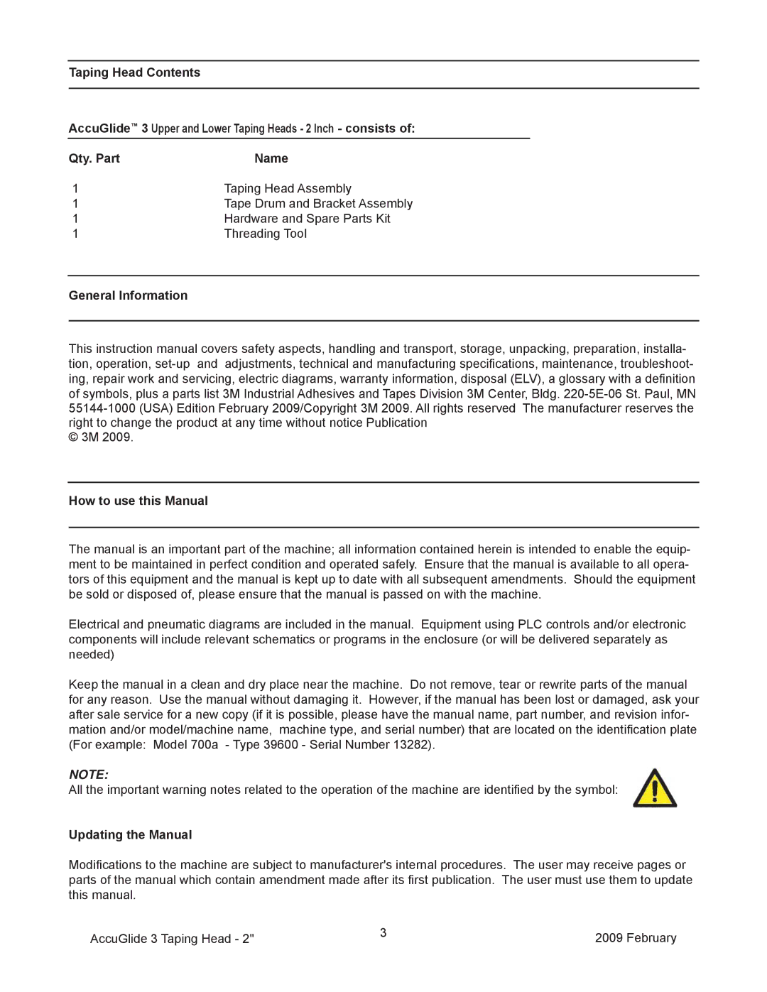 3M 800ab manual General Information How to use this Manual, Updating the Manual 