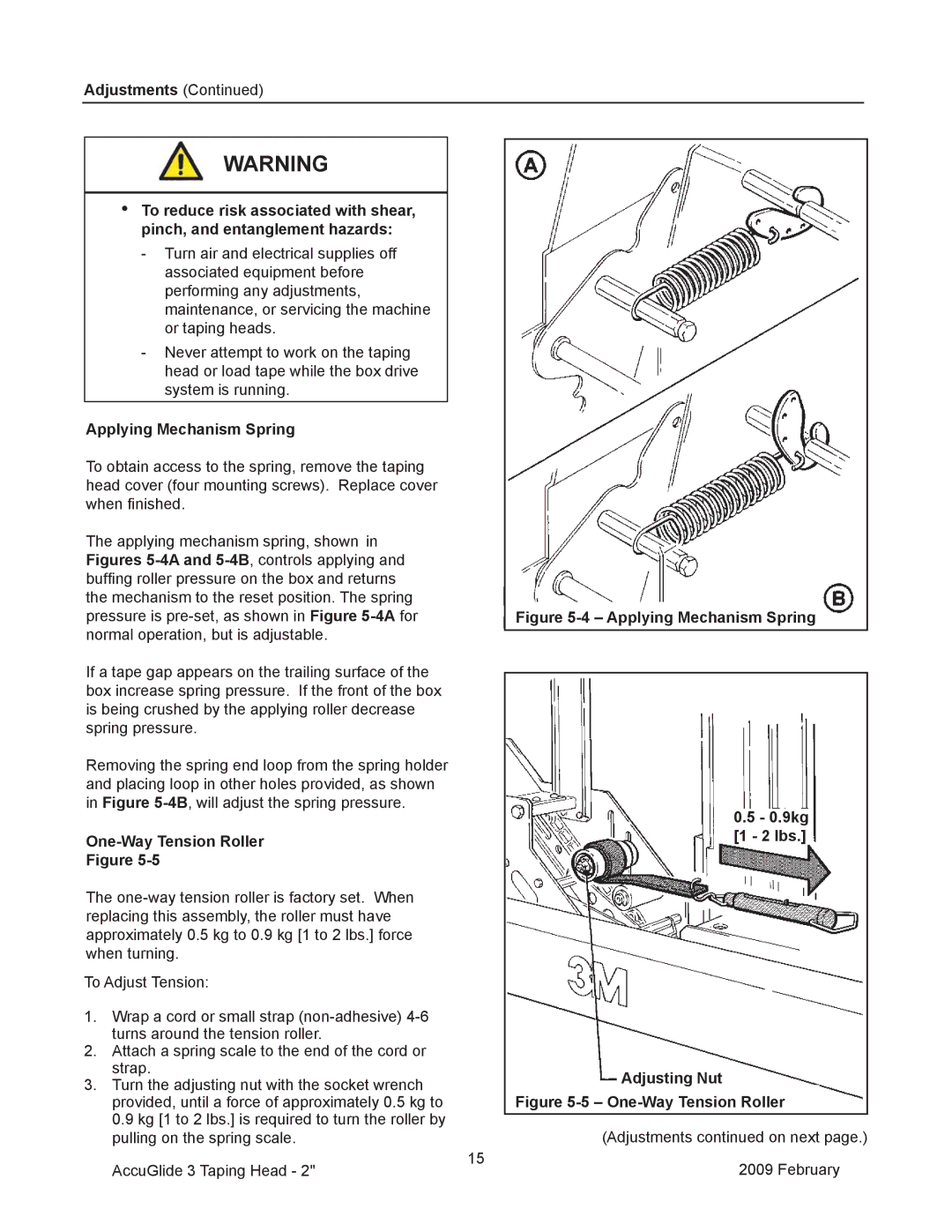 3M 800ab manual Applying Mechanism Spring, One-Way Tension Roller 