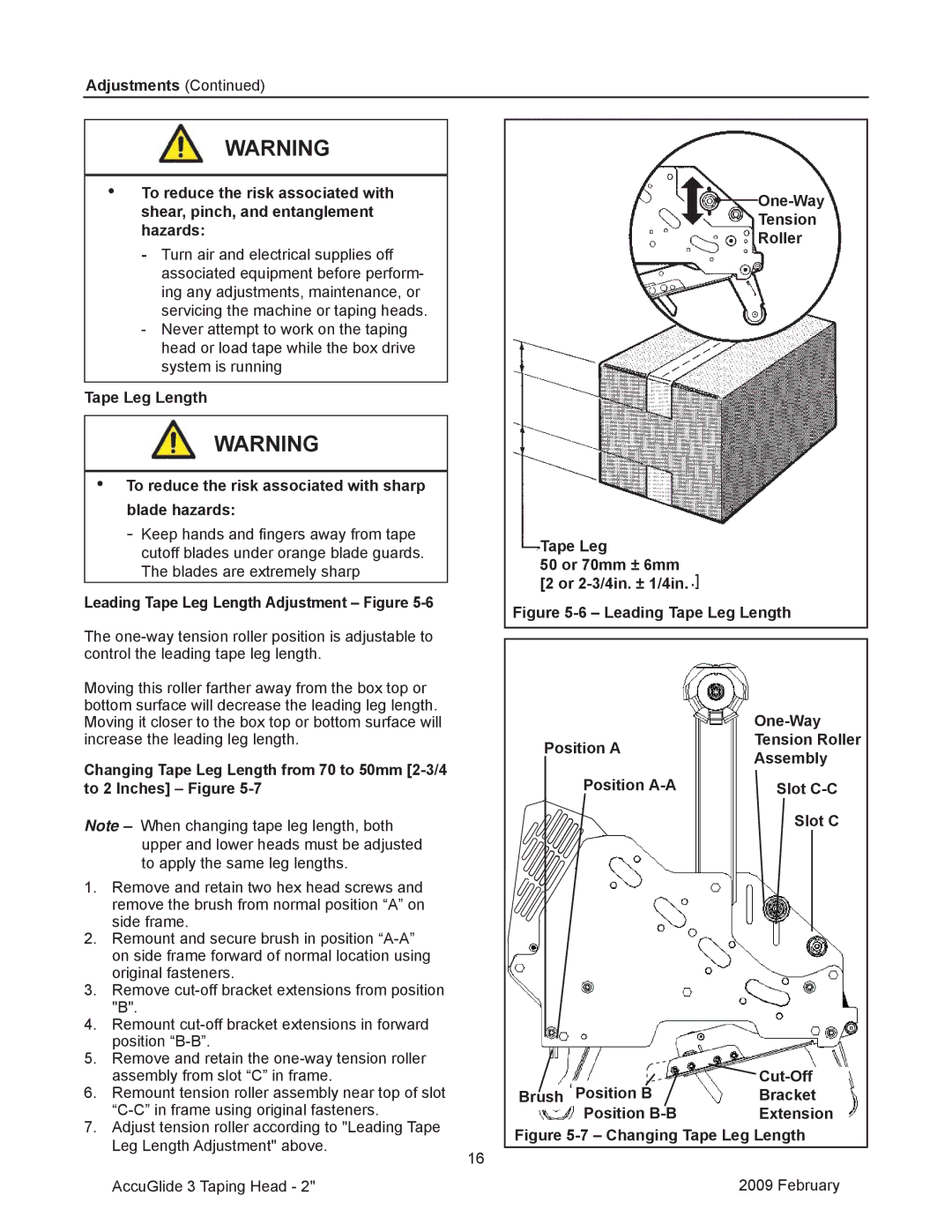 3M 800ab manual Leading Tape Leg Length Adjustment Figure, Changing Tape Leg Length 