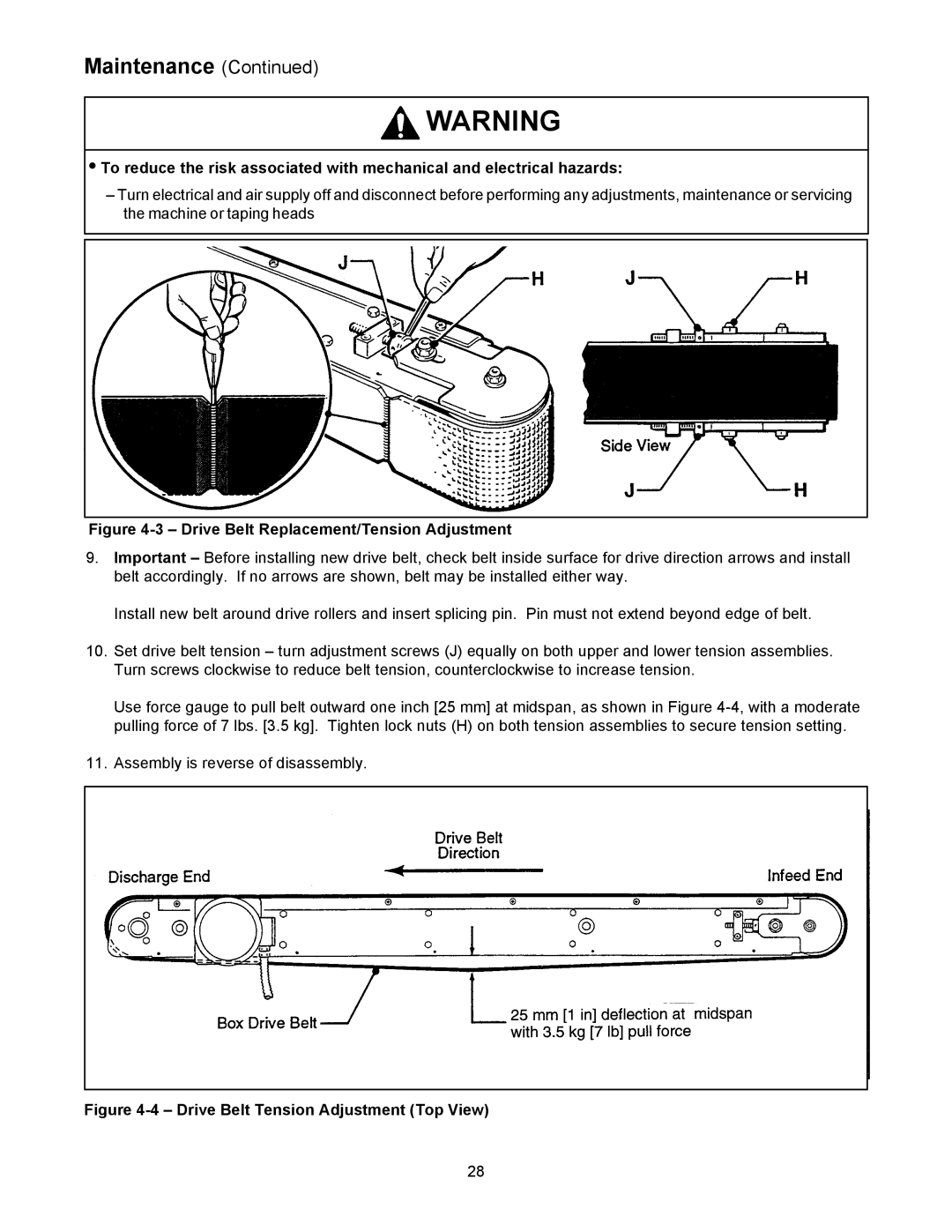 3M 800af-s manual Drive Belt Tension Adjustment Top View 