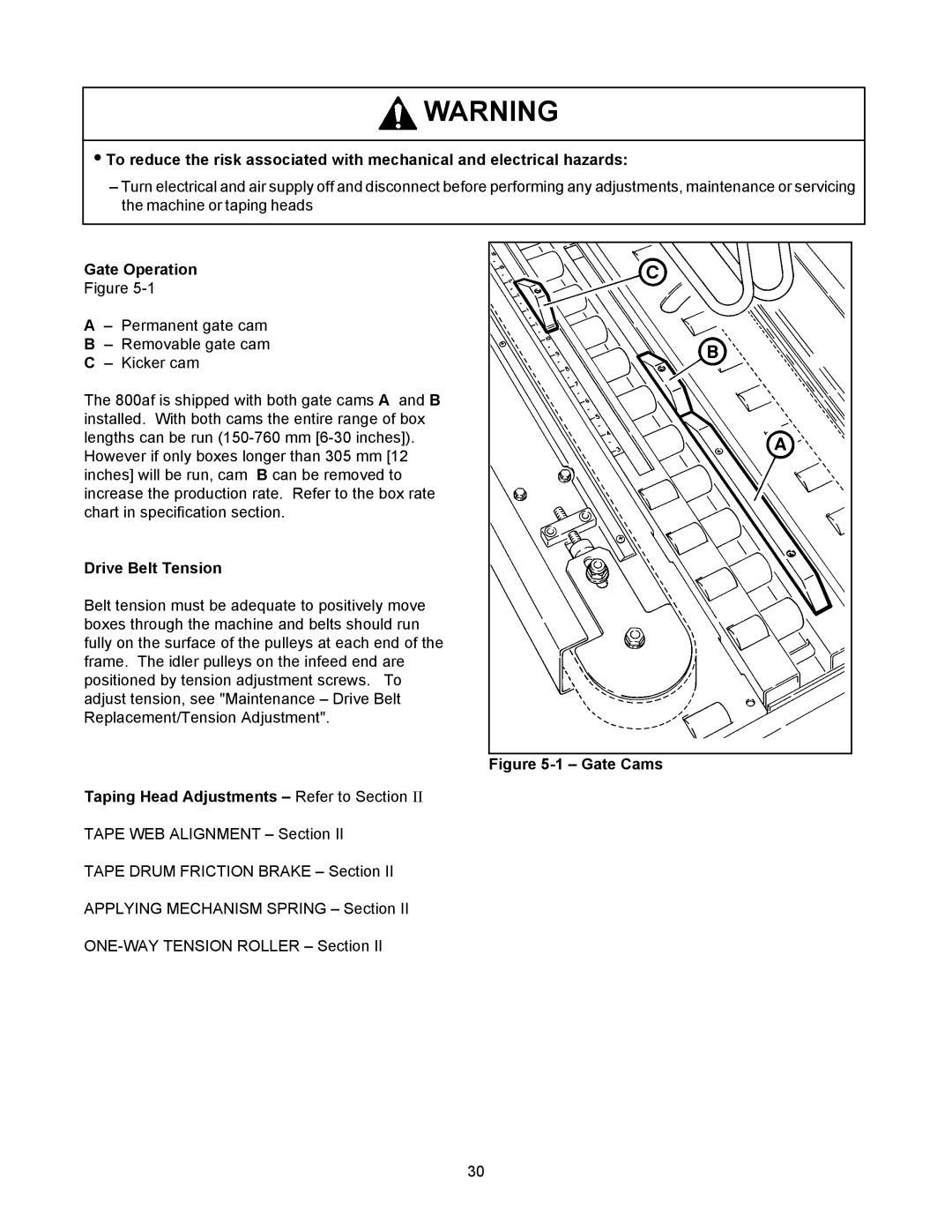 3M 800af-s manual Gate Operation, Drive Belt Tension 