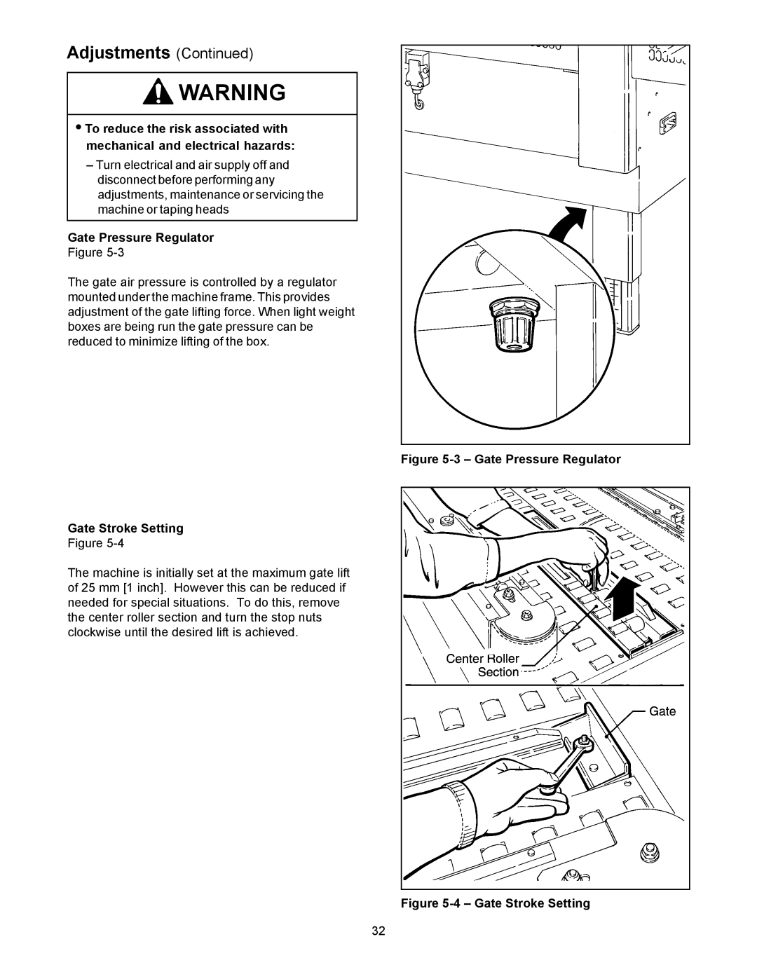 3M 800af-s manual Gate Pressure Regulator, Gate Stroke Setting 