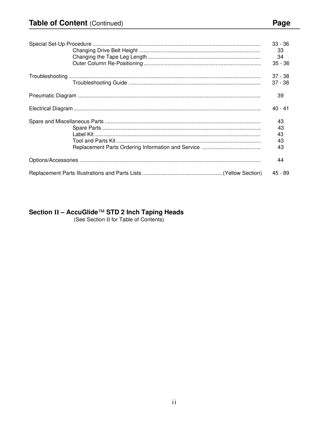 3M 800af manual Section II AccuGlide STD 2 Inch Taping Heads 