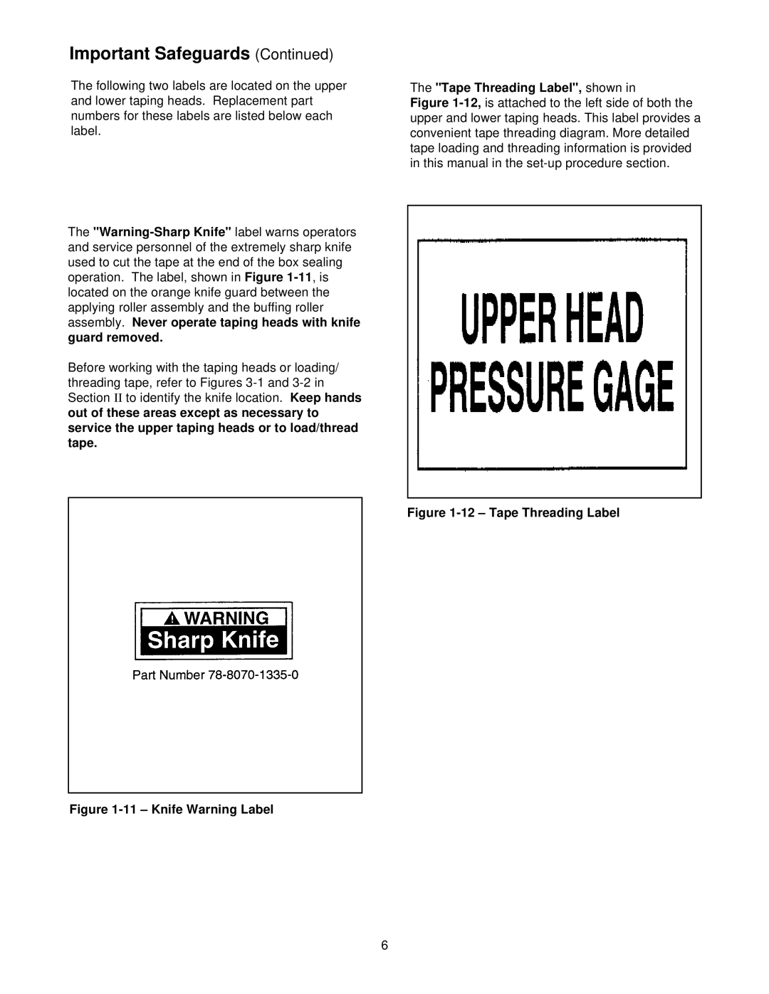 3M 800r3 manual Tape Threading Label, Knife Warning Label 