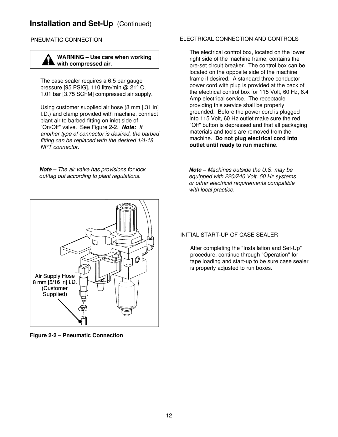 3M 800r3 manual Pneumatic Connection 