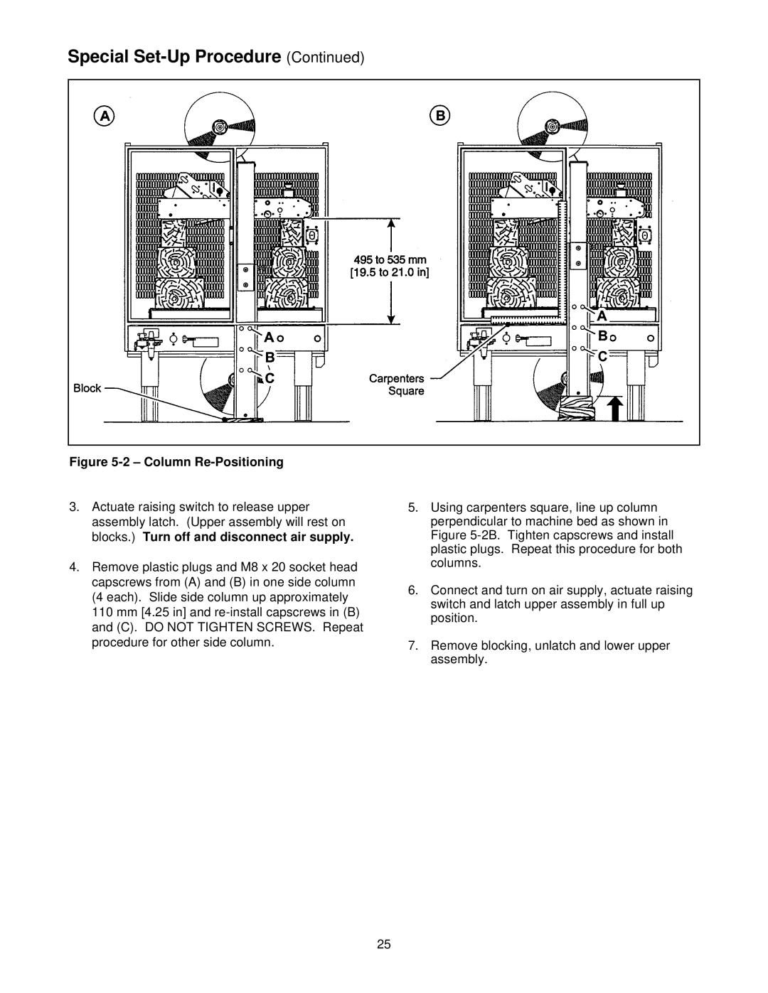 3M 800r3 manual Column Re-Positioning 