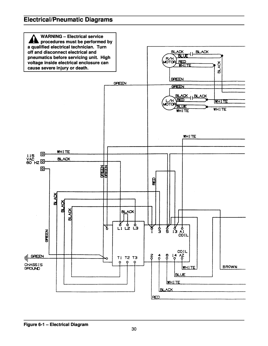 3M 800r3 manual Electrical/Pneumatic Diagrams, WARNING - Electrical service procedures must be performed by 